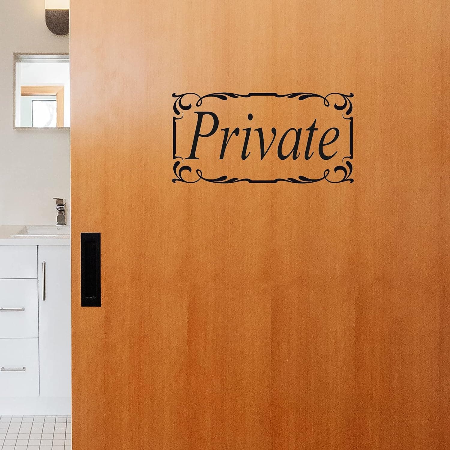 Private Door Sign for Office Restaurant Hotel Floral Sticker Waterproof Vinyl Decal Wall Art Home Decor