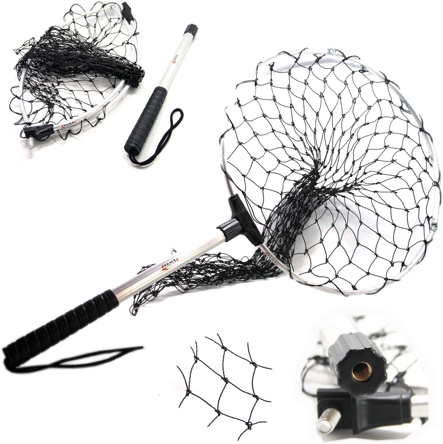 SAMSFX Folding Fishing Nets Landing Net Detachable Catch and Release Fish Nets Saver for Kayak Boating