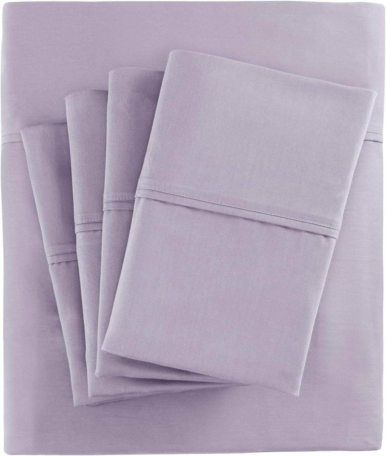 Madison Park 800 Thread Count Cotton Blend Sateen Wrinkle Resistant Hotel Luxury Fade Resistant Ultra Soft And Silky Bed Sheet Set Bedding, King Size, Purple, 6 Piece