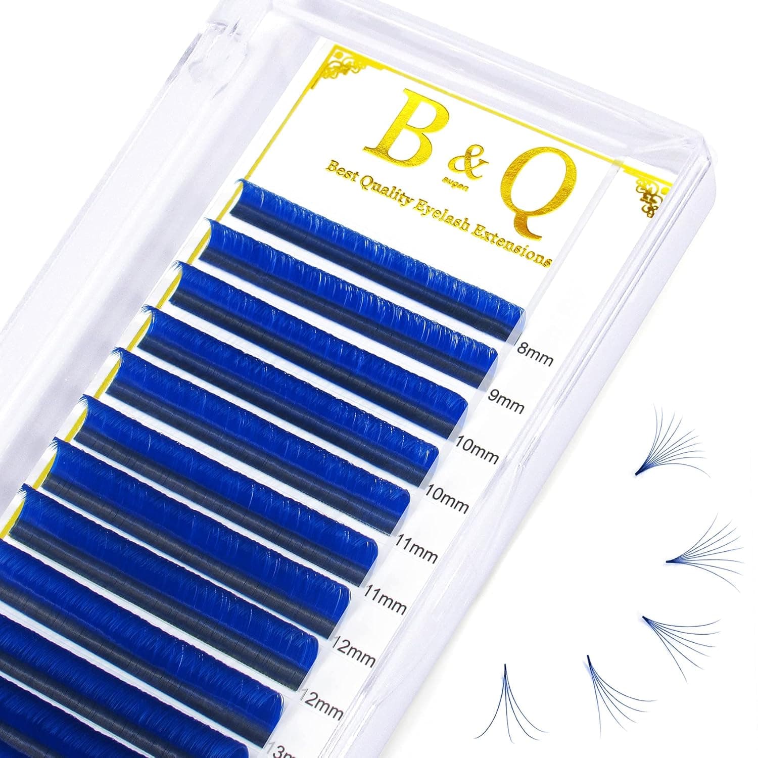 Colored Eyelash Extensions Blue Easy Fan Volume Lashes D-0.07-9-16 MIX Color Lashes Easy Fan Lashes Mixed Lash Tray C D Curl Volume Lash Extensions Salon Use by B&Q LASH(Blue-D-0.07,9-16MIX)
