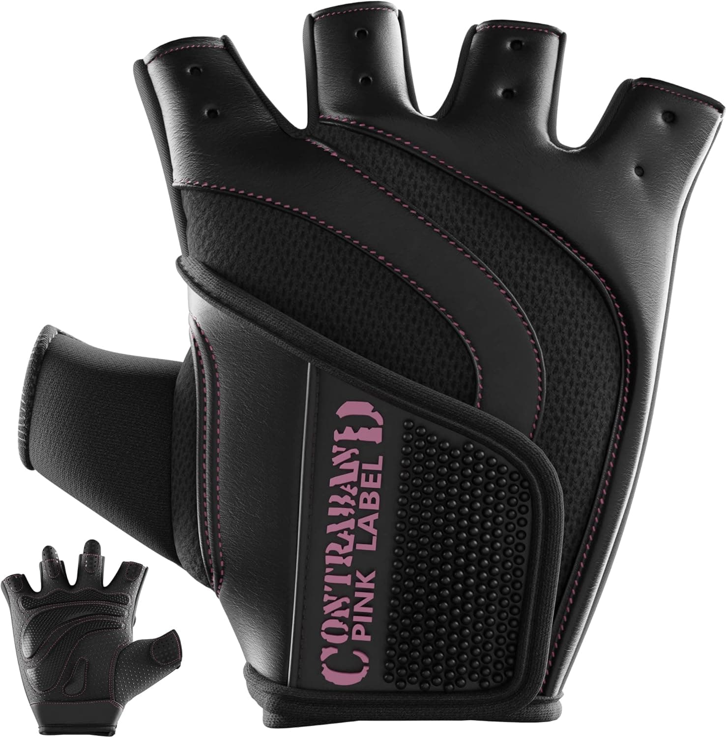 Contraband Pink Label 5437 Womens Extreme Grip Weight Lifting Gloves w/ Heavy Rubber Padded Palm (Pair) - Heavy Duty Palm w/ Griplock Silicone & Rubber Grip Pads for Gym Workouts