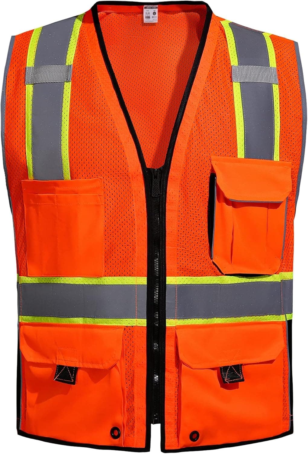 SRsafety Hi Vis Reflective Safety Vest, Class 2 High Visibility Security Construction Vest with Zipper, ANSI/ISEA Standard.