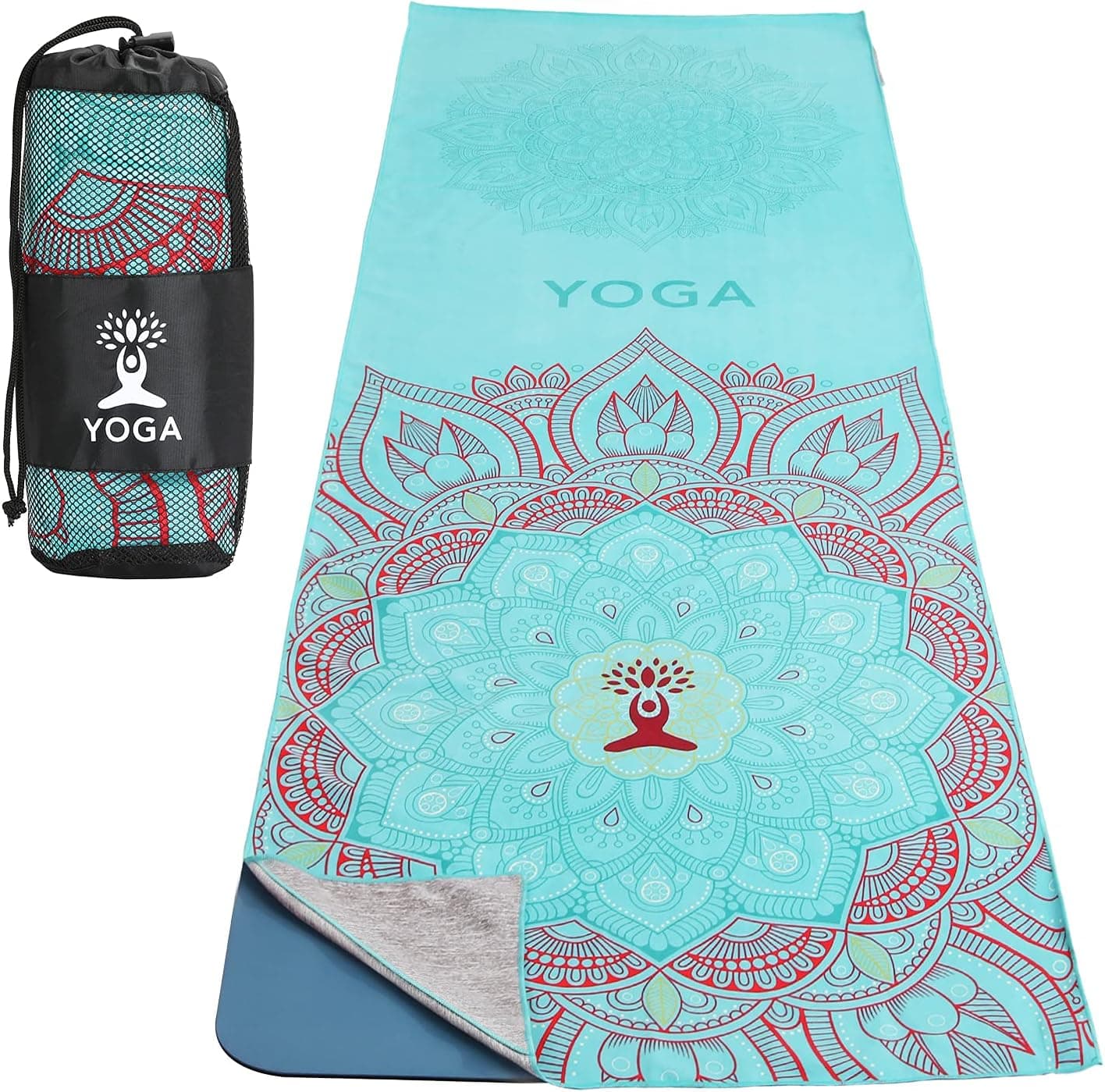 MoKo Yoga Towel, Non Slip Hot Yoga Mat Yoga Blanket Printing Pattern Quick Dry with Corner Pocket for Bikram, Pilates, Gym Workout, Outdoor Picnic