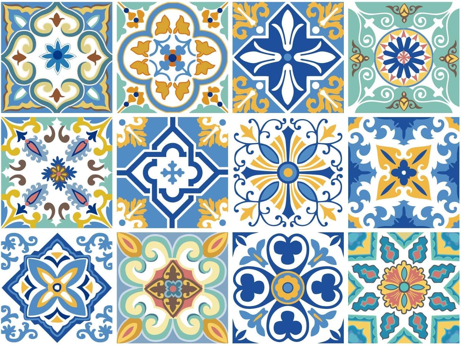 12 PC Pack Backsplash Tile Stickers 6x6 Inch (15x15cm) for Home Decoration Bathroom & Kitchen Vinyl Tile Decals Peel and Stick DIY Wall Sticker Stairs Decals (TS12-001)
