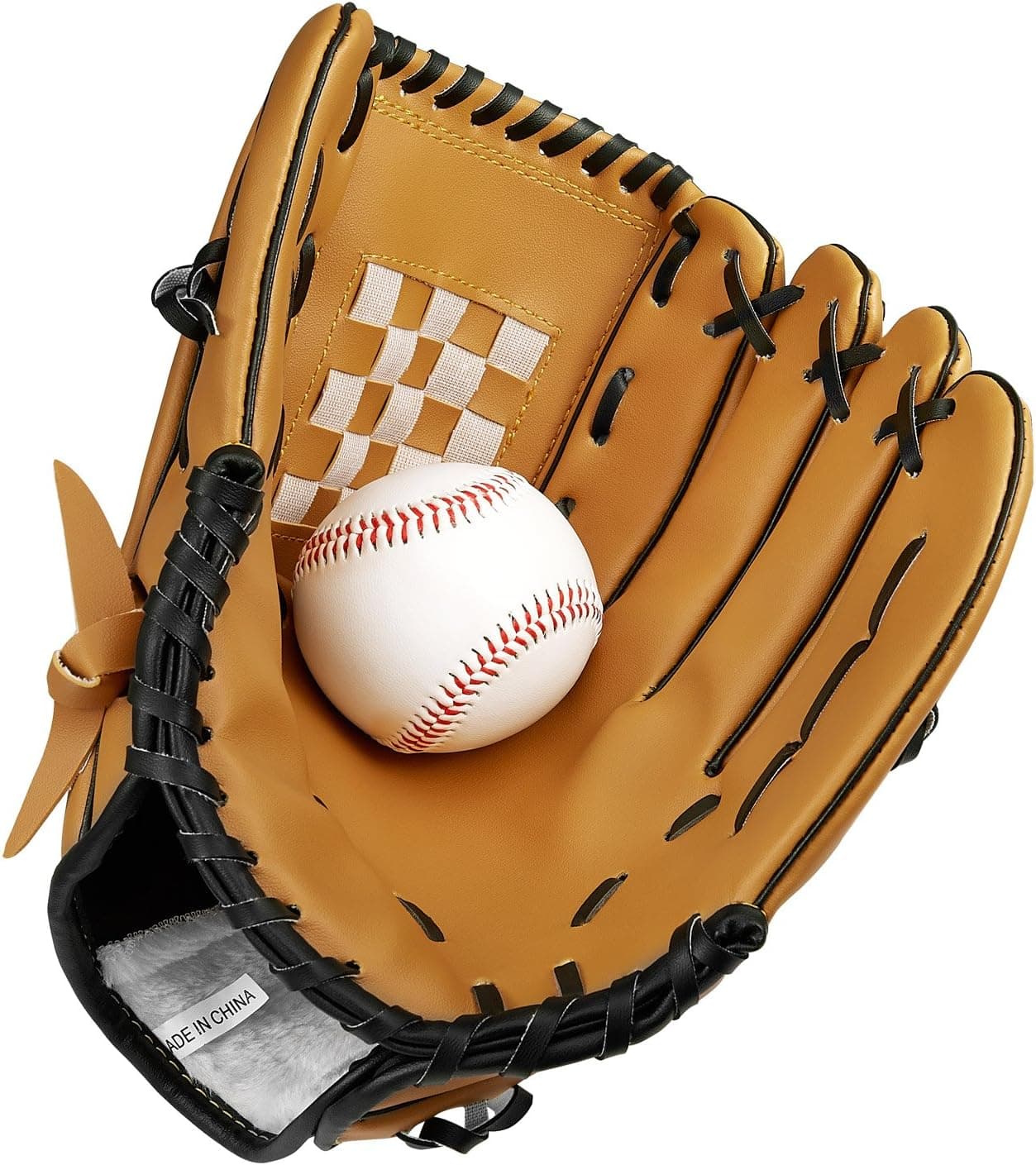 KUYOU Baseball Glove with Baseball Catcher's Mitt PU Leather Left Hand 12.5 inch for Adult Youth