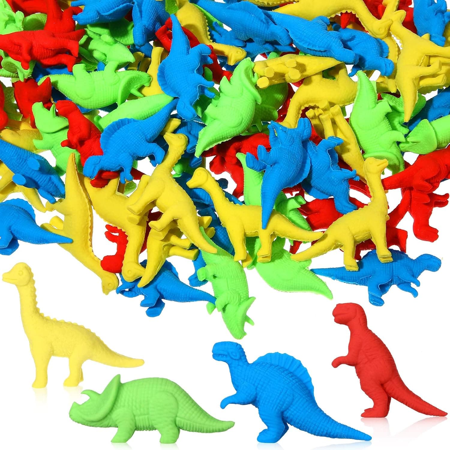 108 Pcs Mini Dinosaur Erasers Animal Erasers for Kids 3D Mini Eraser Dinosaur Toys Bulk Pencil Eraser for Students Class Prizes Rewards School Supplies Party Favors
