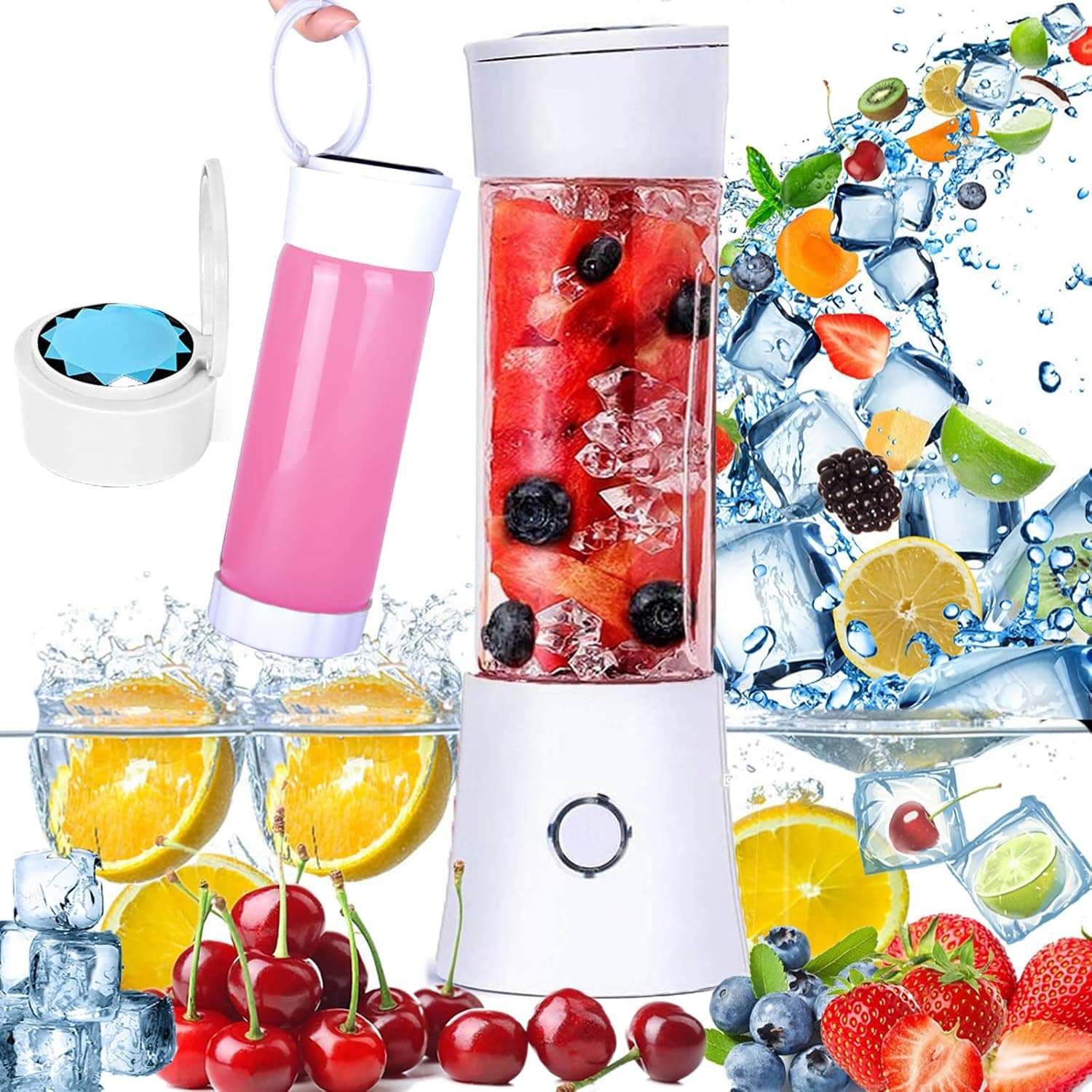 Toycol Portable Personal Blender,Mini Juicer Cup Smoothie Maker with 3D 6 Blades ,USB Rechargeable Wireless Juice Mixer120W 16.2 oz,with 4000mAh Battery for Outdoors,Home,Office,Sports,Travel Christmas Gift White
