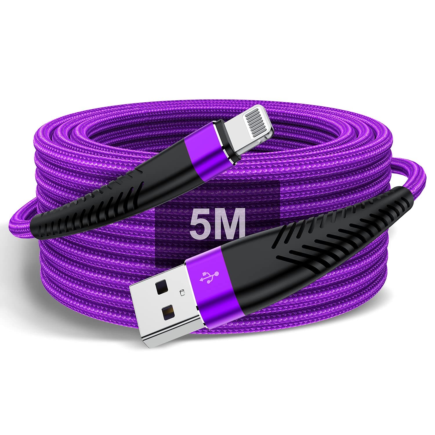 Extra Long iPhone Charger Cable 16ft/5M, Apple MFi Certified Lightning Cable Longer Than 15ft Apple Cable,High Fast/Data Sync 16 Feet iPhone Charging Cord for Apple iPhone 12/11 Pro/11/XS MAX/XR/8/7/6