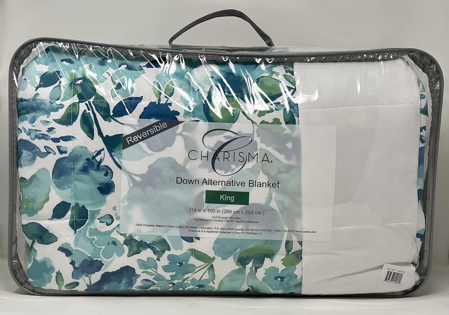 Cardinal Home Charisma Reversible Down Alternative Blanket (Spring Blue Floral, King (114100inch)