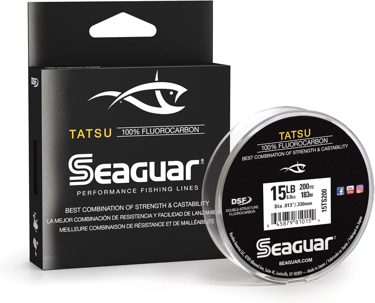 Seaguar Tatsu, Strong and Supple, Premium, 100% Fluorocarbon Performance Fishing Line, Virtually Invisible