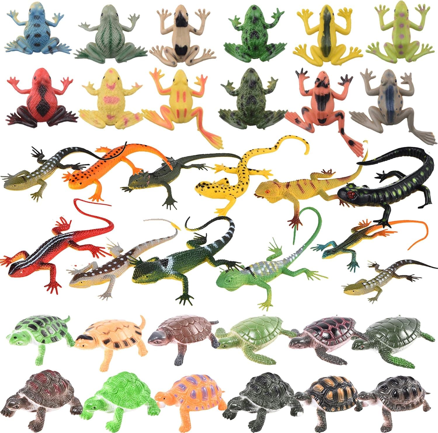 Trounistro 36 Pack Realistic Sea Turtle Colorful Fake Plastic Lizard Poison Dart Frogs Animals Frog Educational Toys for Kids Adults Gifts