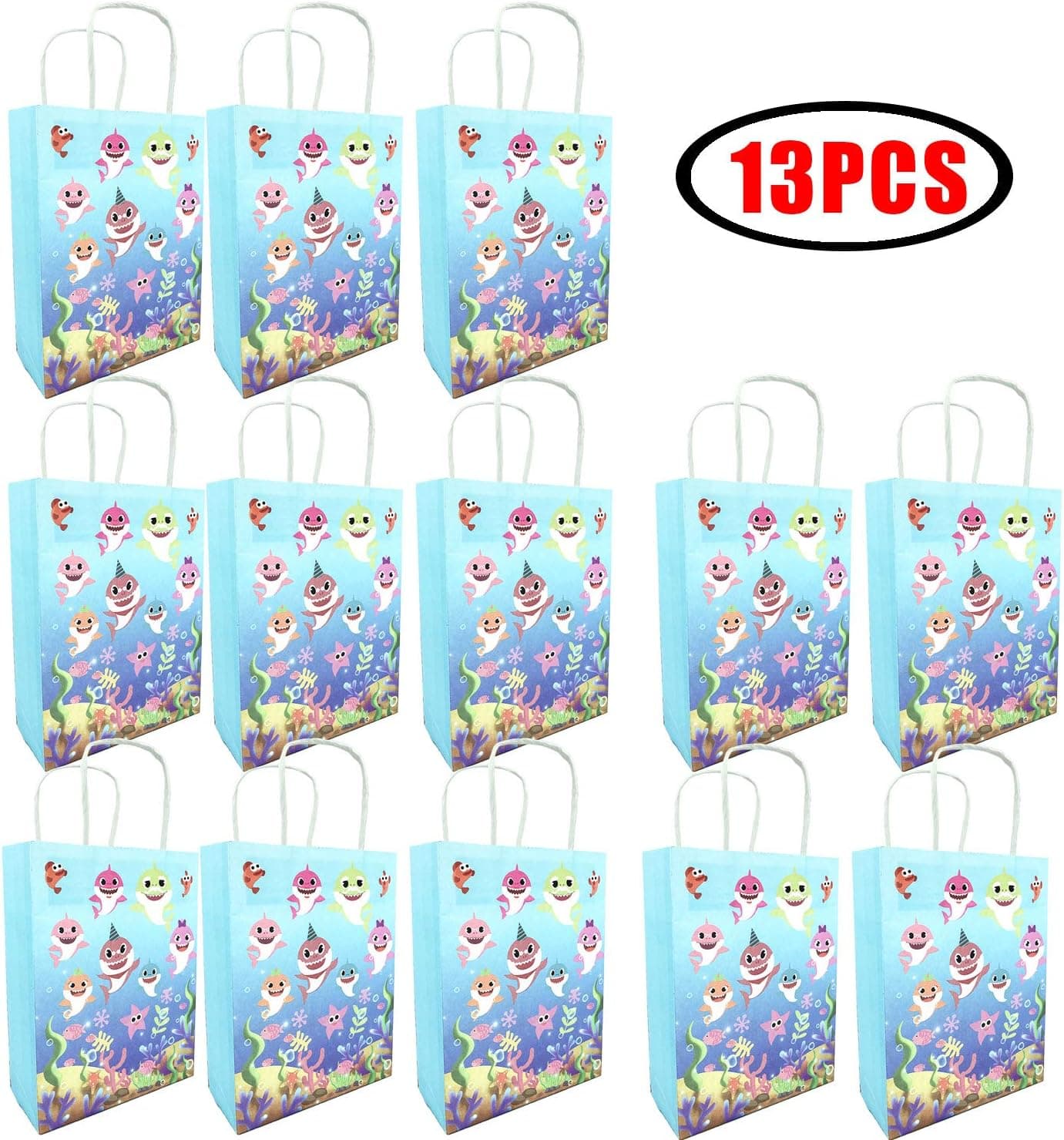 13 PCS Baby Shark Party Supplies Gift Bags,Candy and Goodie Bags Gift Bags,Shark Gift Bags Party Supplies for Kids Adults Cute Shark Themed Party