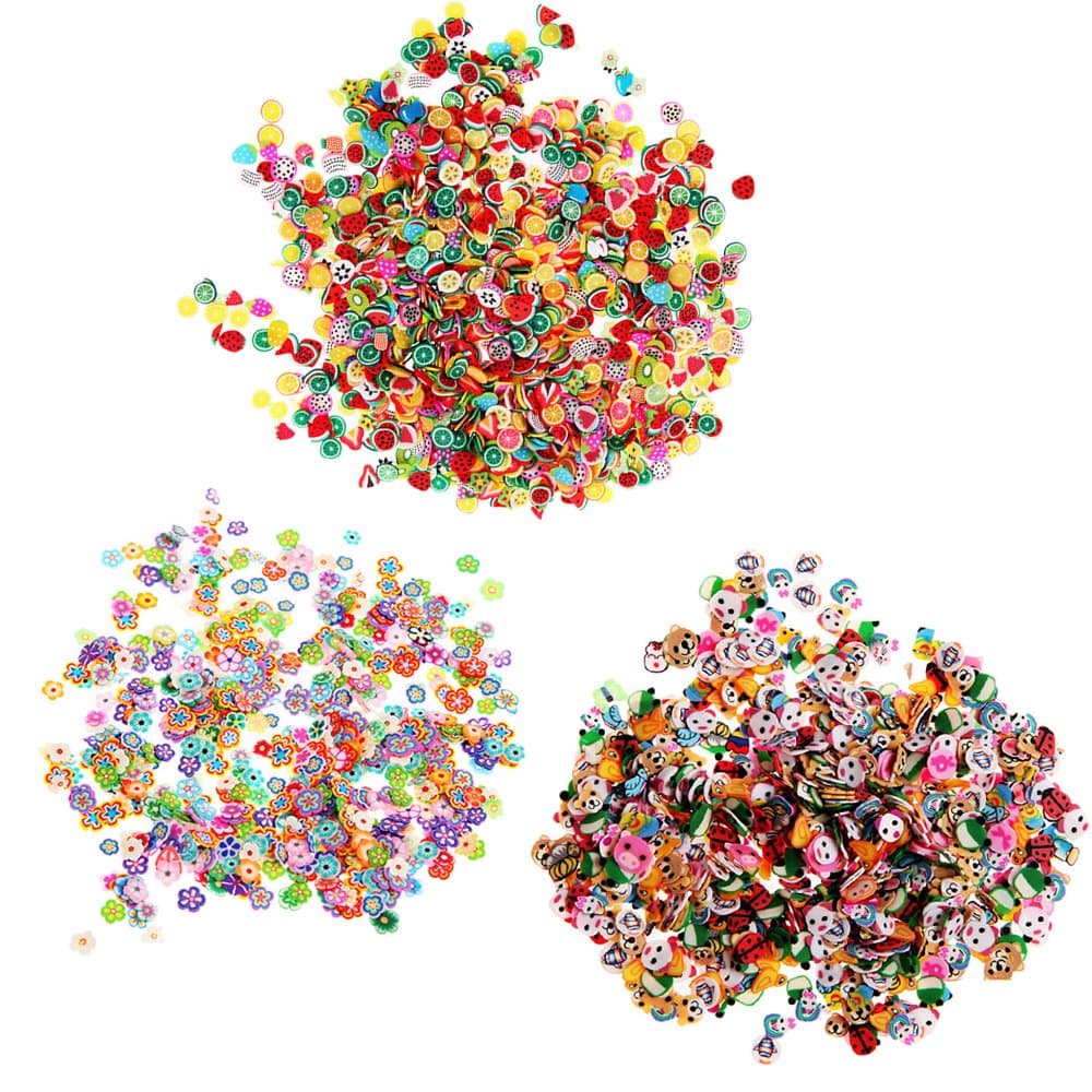 3000 Pcs 3D Fimo Nail Art Sticker Manicure Nail Art Slices Decorations Beauty Tool DIY slime goo floater,Flower,Animal,Fruit by Team-Management