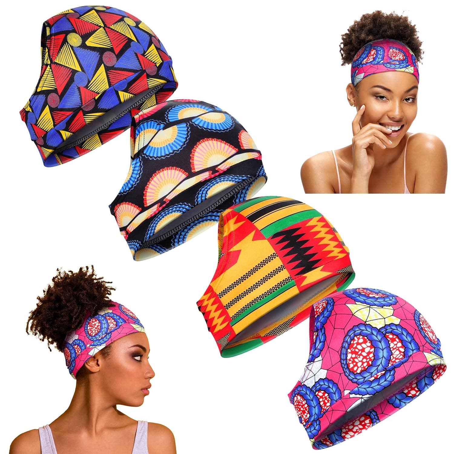 4 Pieces Pineapple Sleep Cap Satin Hair Wraps Women Head Wrap for Sleeping Hair Bonnet Stain Sleep Caps Hair Buff for Curly Natural Hair