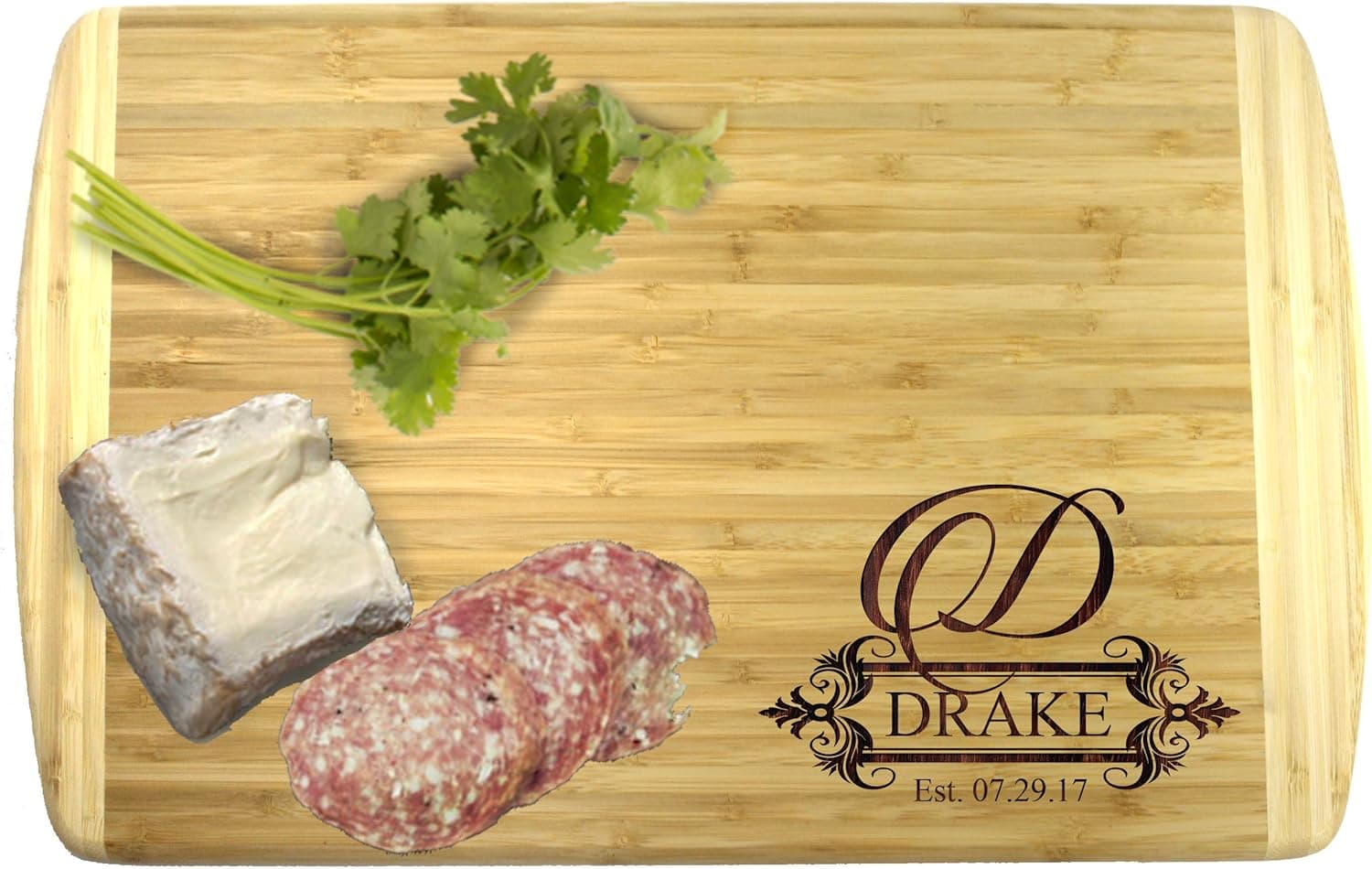 Premium Bamboo Cutting Board - Custom Engraved and Monogrammed - Personalized for Home - 18 X 12