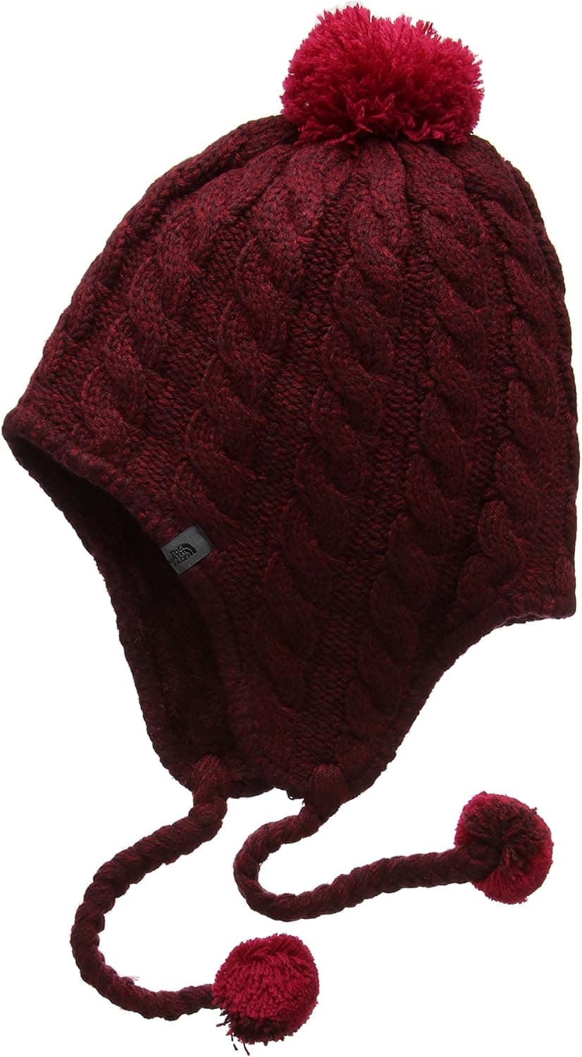 The North Face Women's Fuzzy Earflap Beanie, Deep Garnet Biking Red, One Size