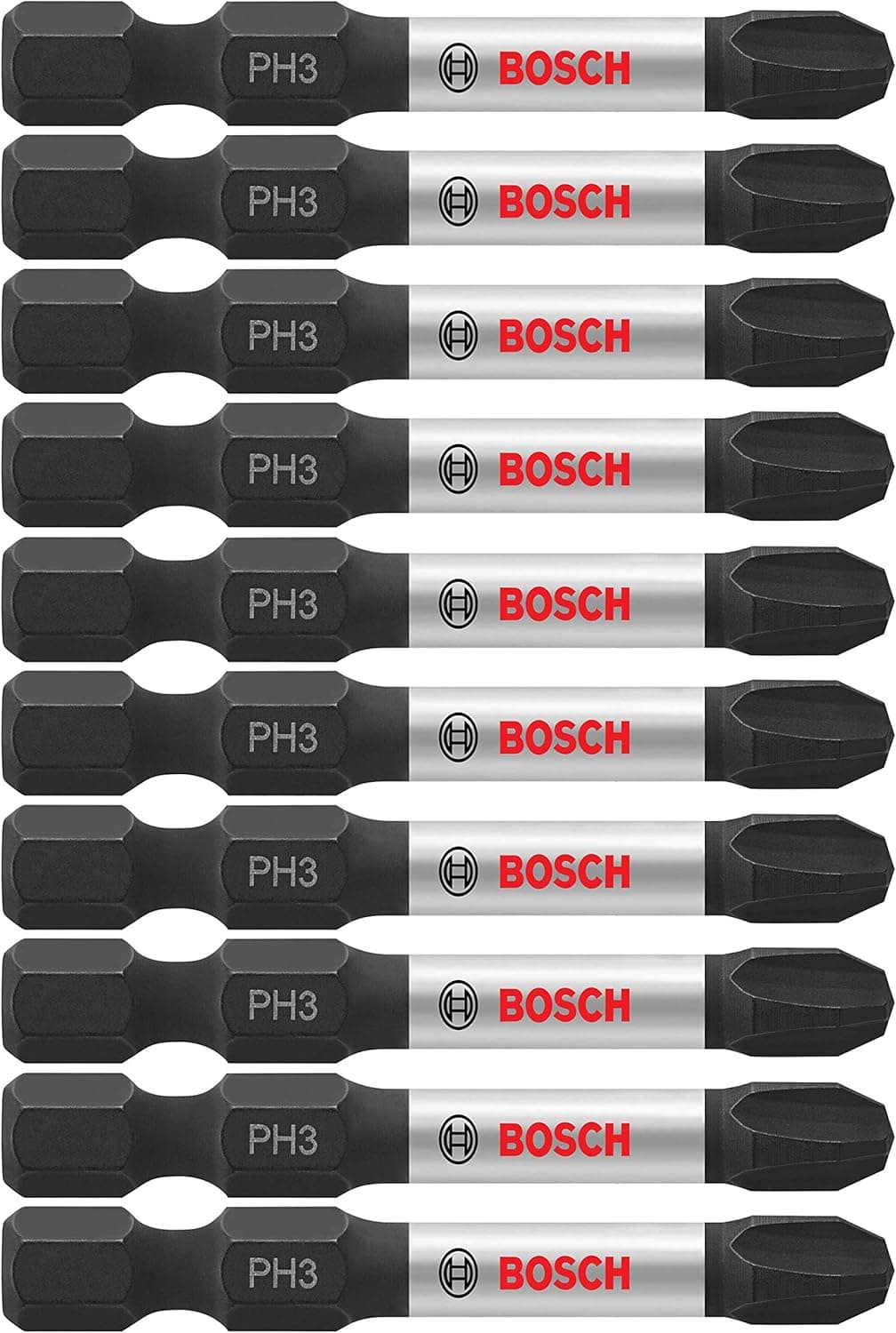 BOSCH ITPH32B 10-Pack 2 In. Phillips #3 Impact Tough Screwdriving Power Bits