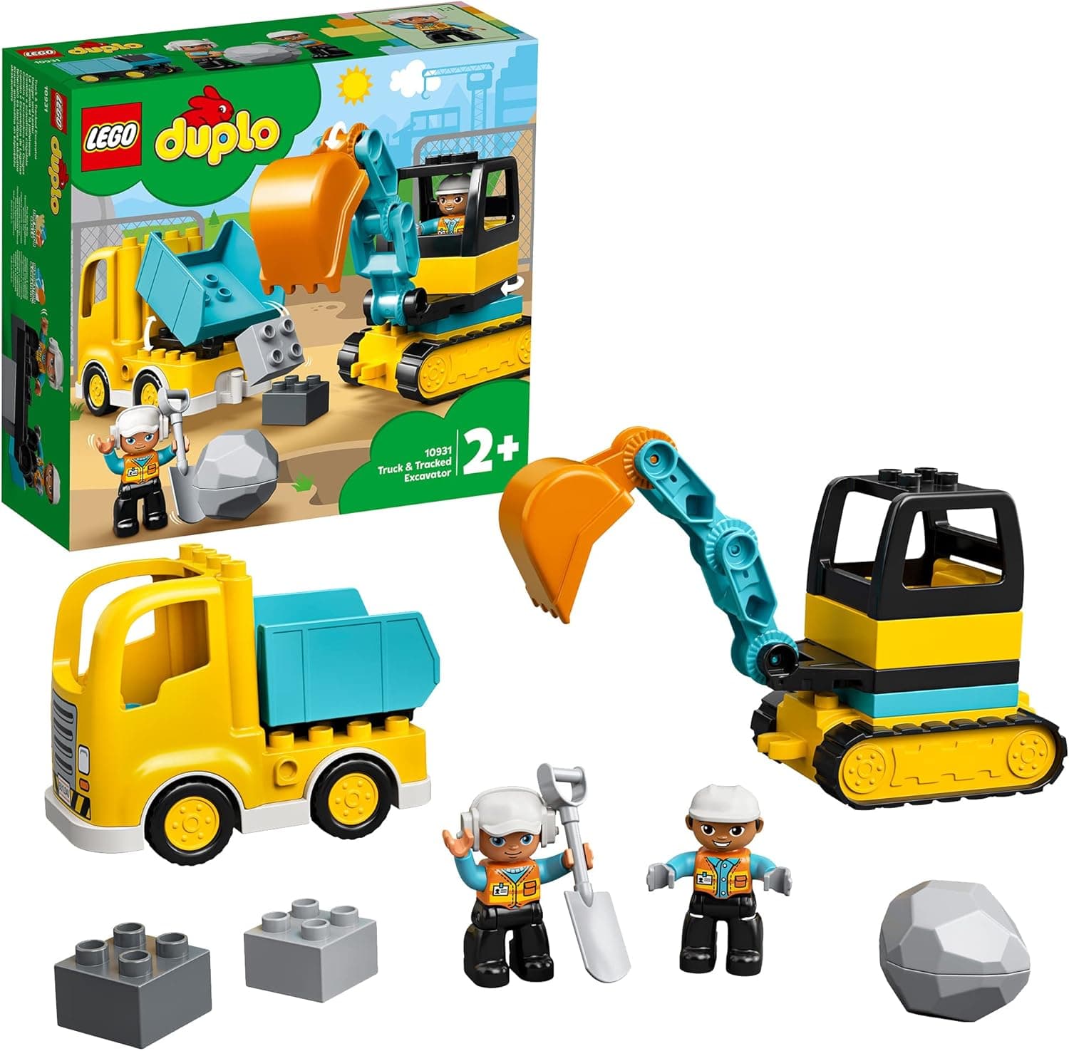 Lego 10931 DUPLO Truck & Tracked Excavator Construction Vehicle Toy Set for Toddlers 2+ Years Old