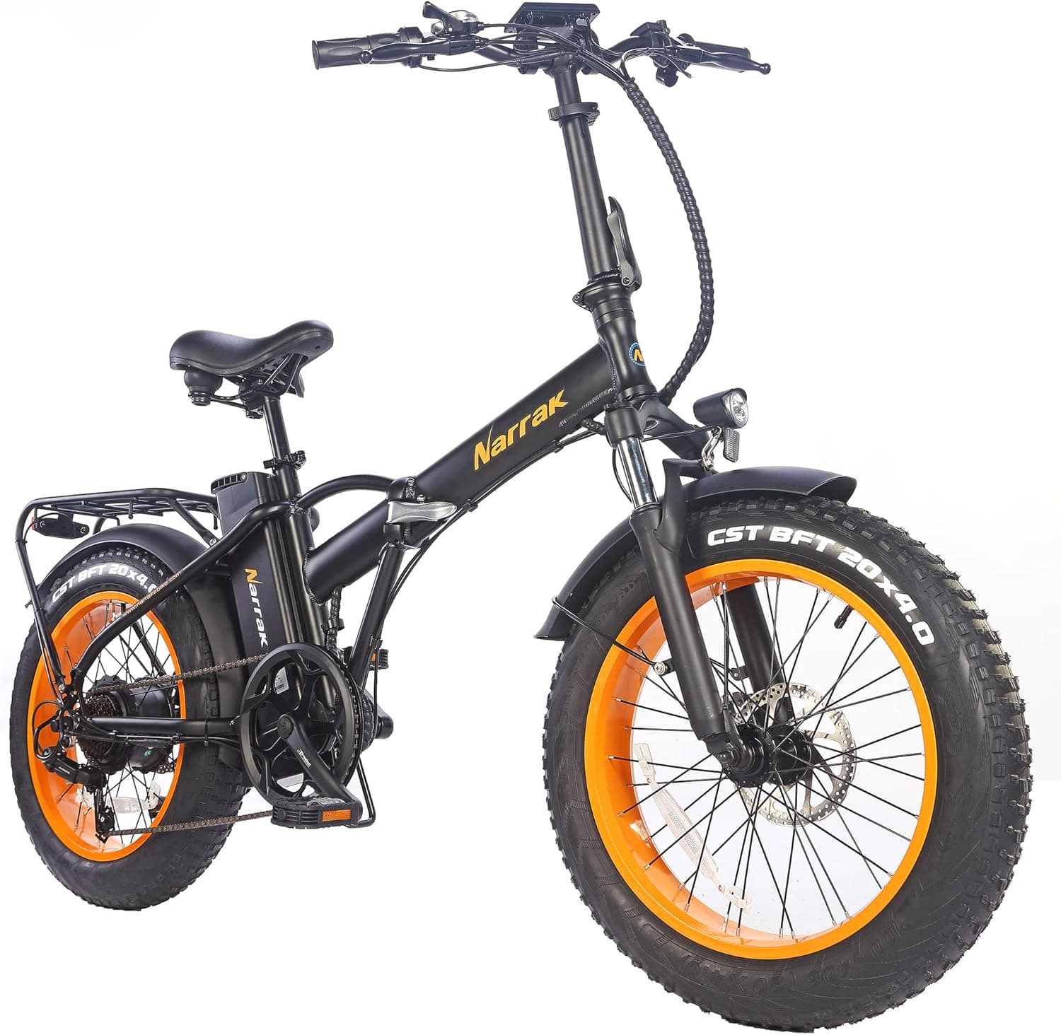 NARRAK 48V 500W 13 Ah 20" x4.0 Folding Fat Tire Step Over/Step-Thru Electric Bicycle Mountain Removable Battery E-Bike Foldable Snow Electric Bike