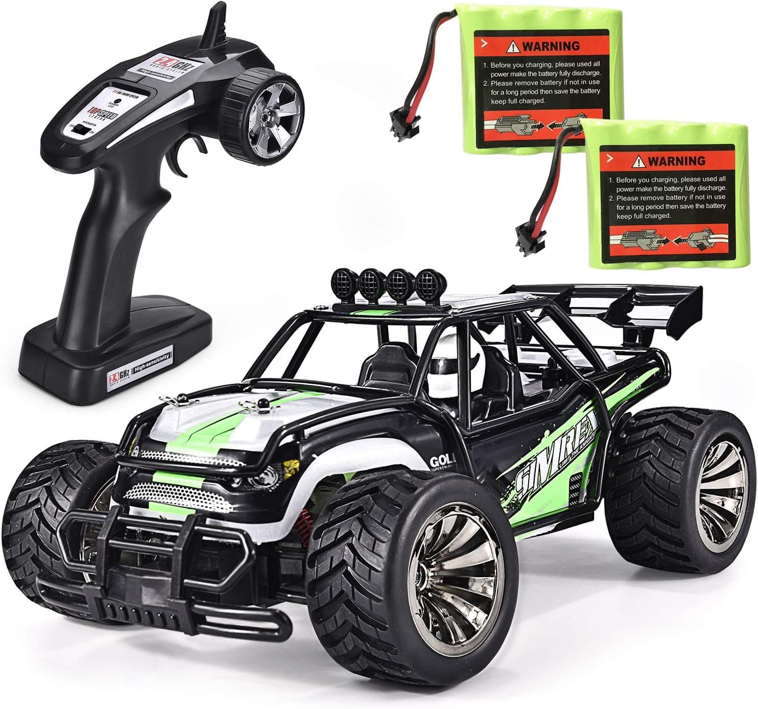 SIMREX A120 RC Cars High Speed 20MPH Scale RTR Remote Control Brushed Monster Truck Off Road Car Big Foot RC 2WD Electric Power Buggy W / 2.4G Challenger Green