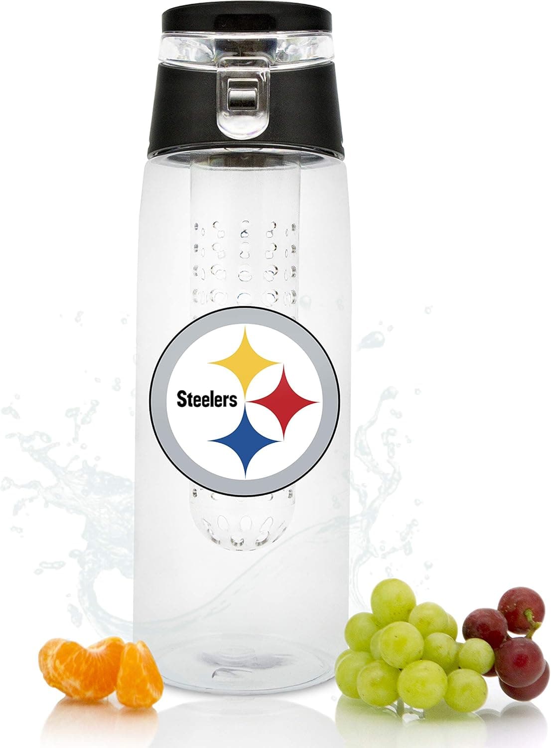 Duck House NFL unisex NFL Fruit Infuser Sport Water Bottle | Food Grade Material | Leak-Proof Flip Top Lid | Removable Infusion Rod | Easy to Clean | BPA-Free | 20oz