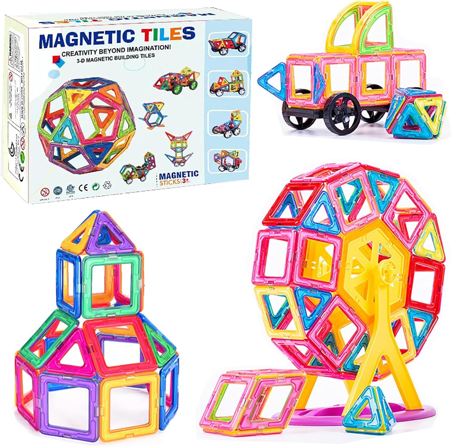 ZKA Magnetic Blocks Tough Building Tiles STEM Toys for 6+ Year Old Boys and Girls Learning by Playing Games for Toddlers Kids Toys（72PCS