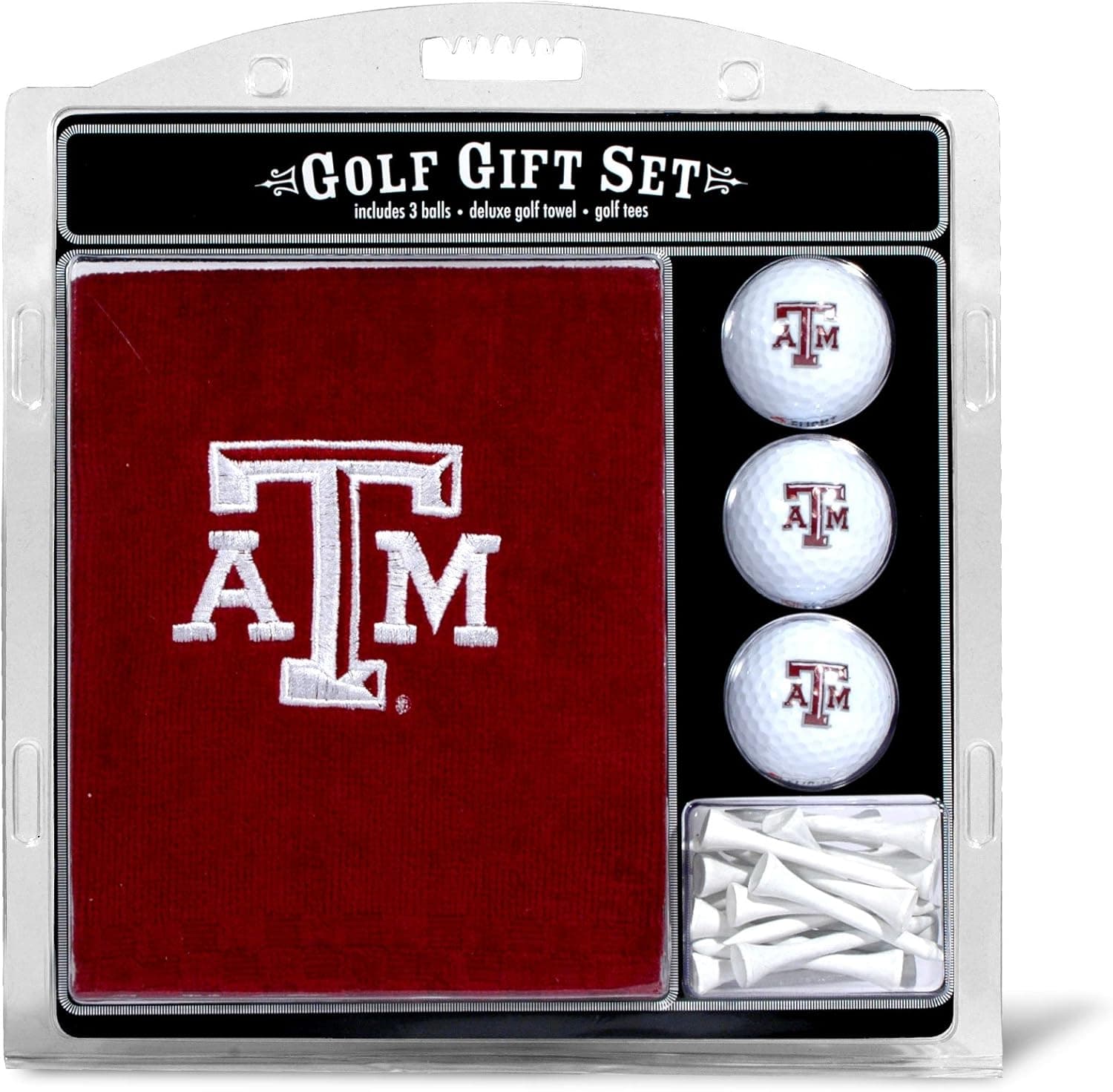 Team Golf NCAA Embroidered Golf Towel, 3 Golf Balls, and 14 Golf Tees 2-3/4" Regulation, Tri-Fold Towel 16" x 22" & 100% Cotton, Multi Team Color, one Size