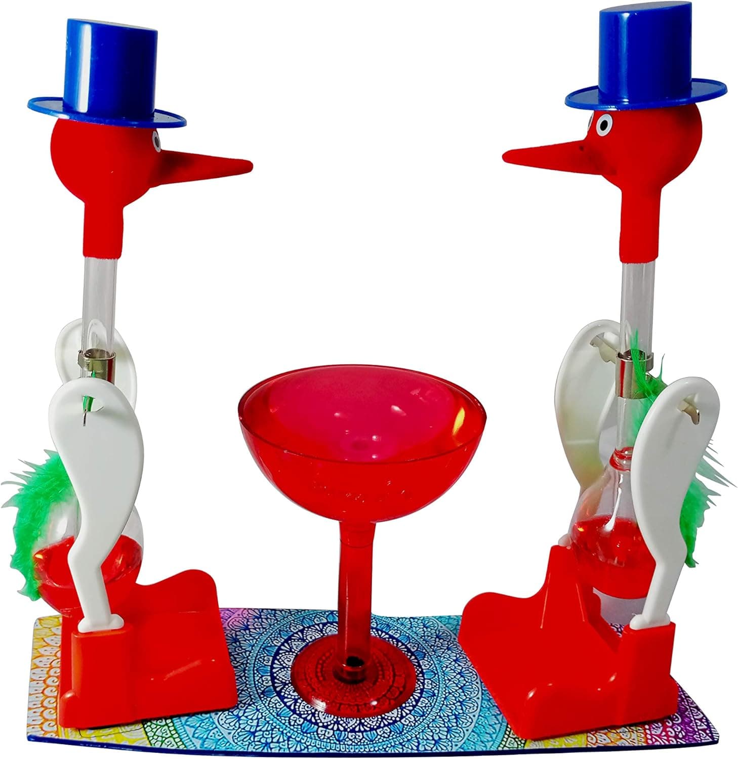 MANGO PIE Rangoli Perpetual Motion Sippy Dripping Drinking Bird Red Original Vintage Retro Science Birds
