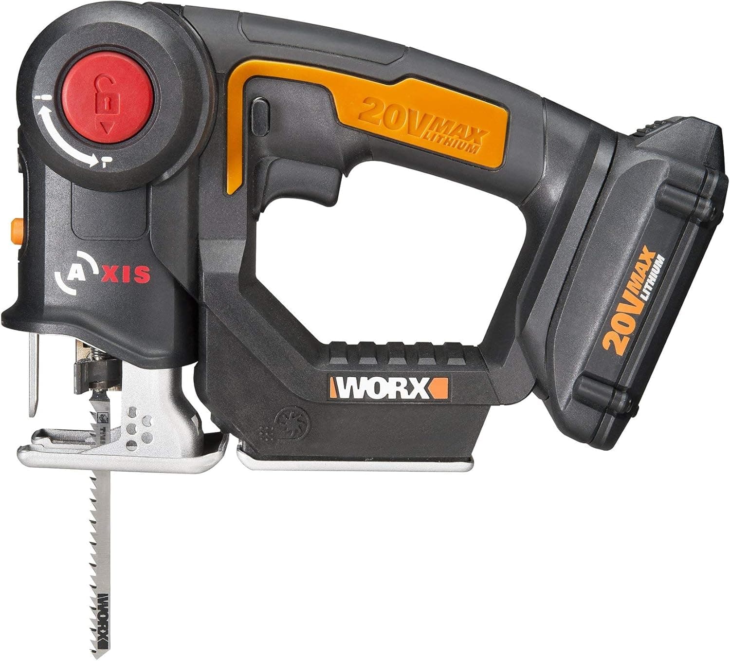 WORX WX550L 20V AXIS 2-in-1 Reciprocating Saw and Jigsaw with Orbital Mode, Variable Speed and Tool-Free Blade Change (Renewed)