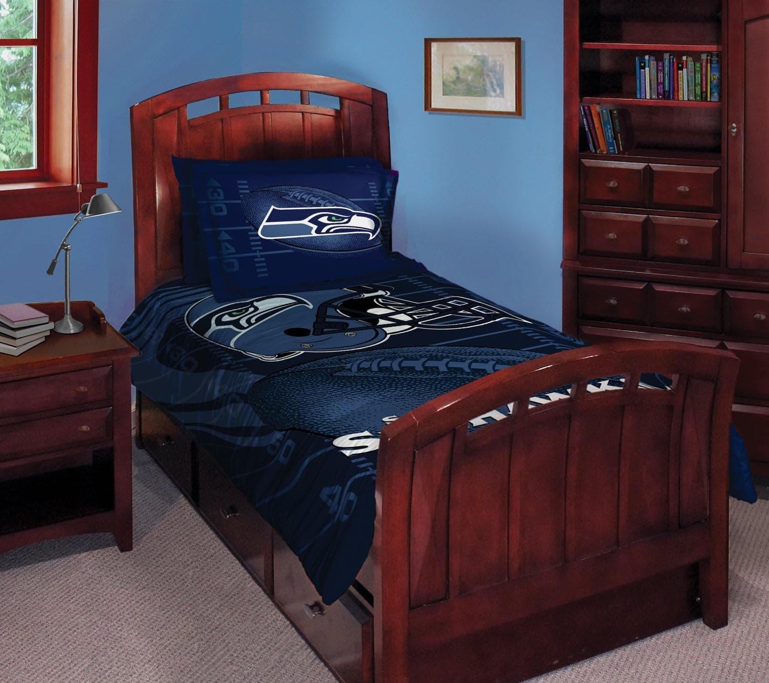 Seattle Seahawks Twin/Full Comforter with Two Pillow Shams
