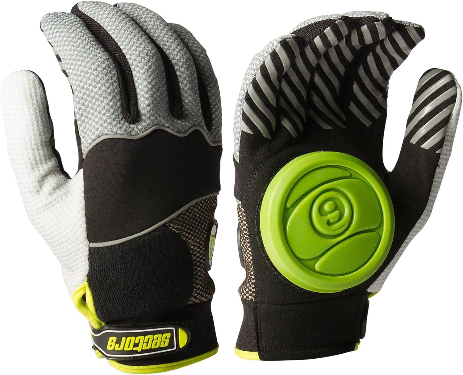 Sector 9 Apex 2014 Longboard Skateboard Slide Gloves Black/Grey/Green Size L/XL with Slide Pucks