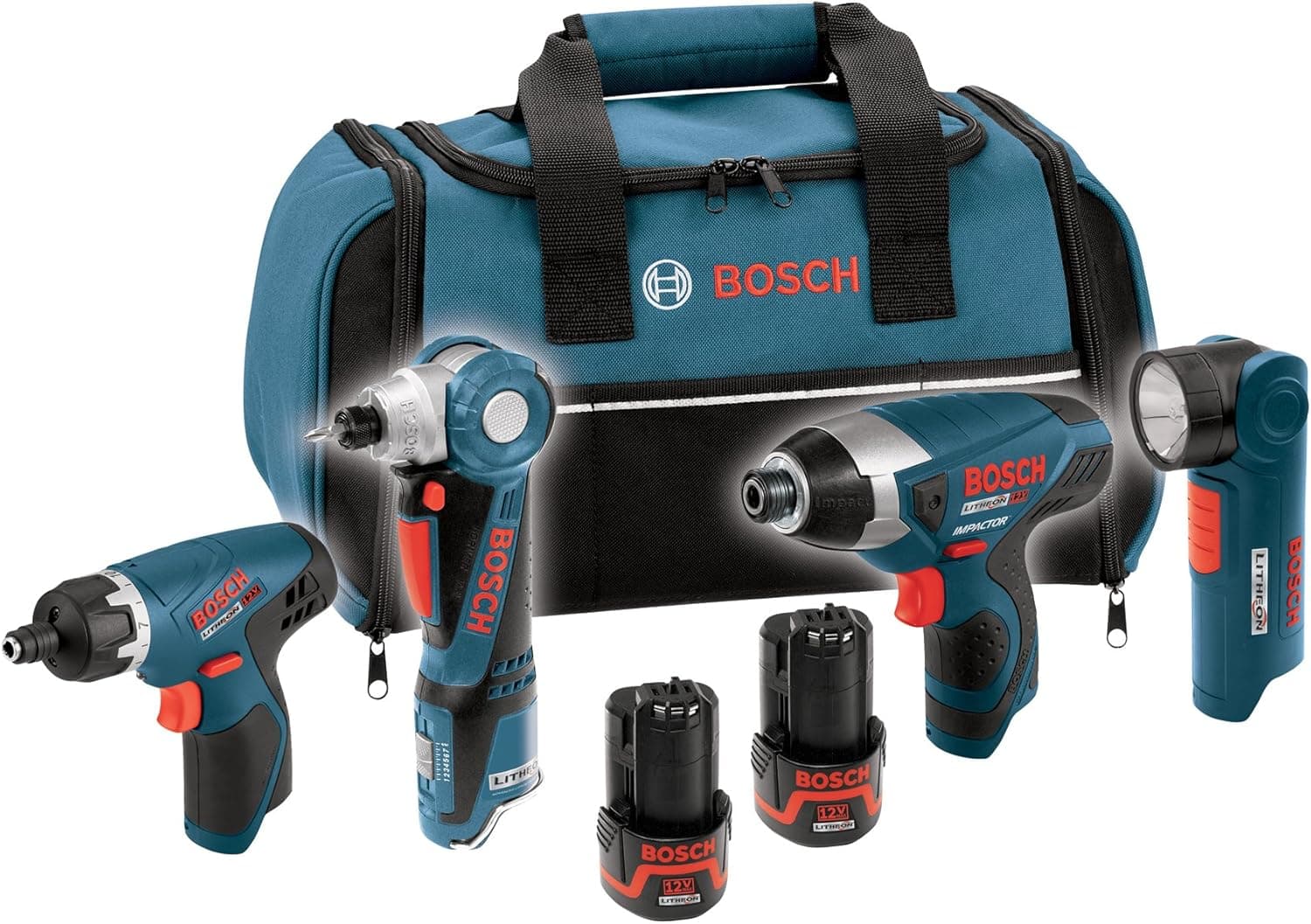 Bosch CLPK40-120 12-Volt Max Lithium-Ion 4-Tool Combo Kit (I-Driver, Pocket Driver, Fastening Driver, Flashlight)