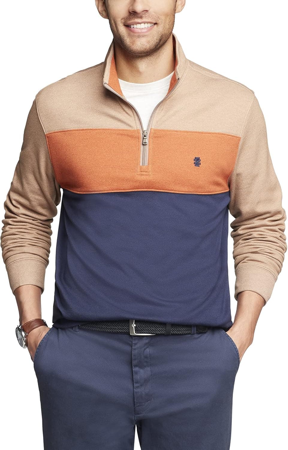 IZOD Men's Slim Fit Advantage Performance Quarter Zip Fleece Pullover Sweatshirt