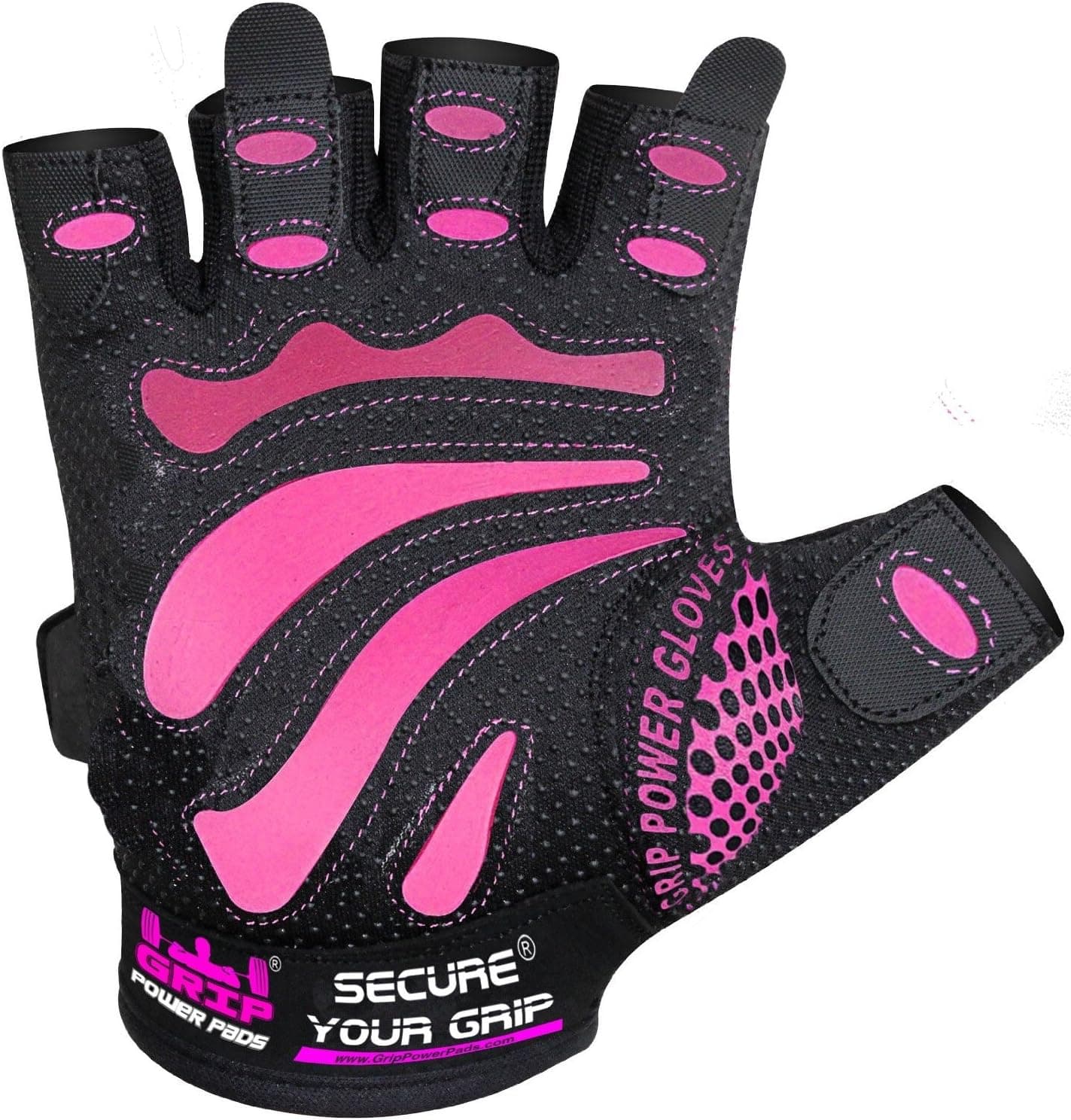 Women Gym Gloves Mimi Protect Your Hands & Improve Your Grip Pink & Black Weightlifting Gloves Easy to Pull On & Off Adjustable Fit