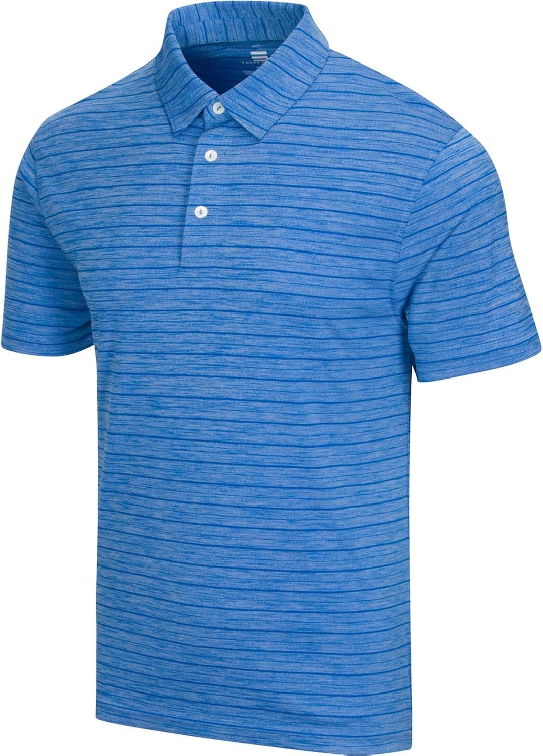 Dry Fit Striped Golf Shirts for Men - Mens 3 Button Collared Polo Shirt - Ultra Soft & Breathable