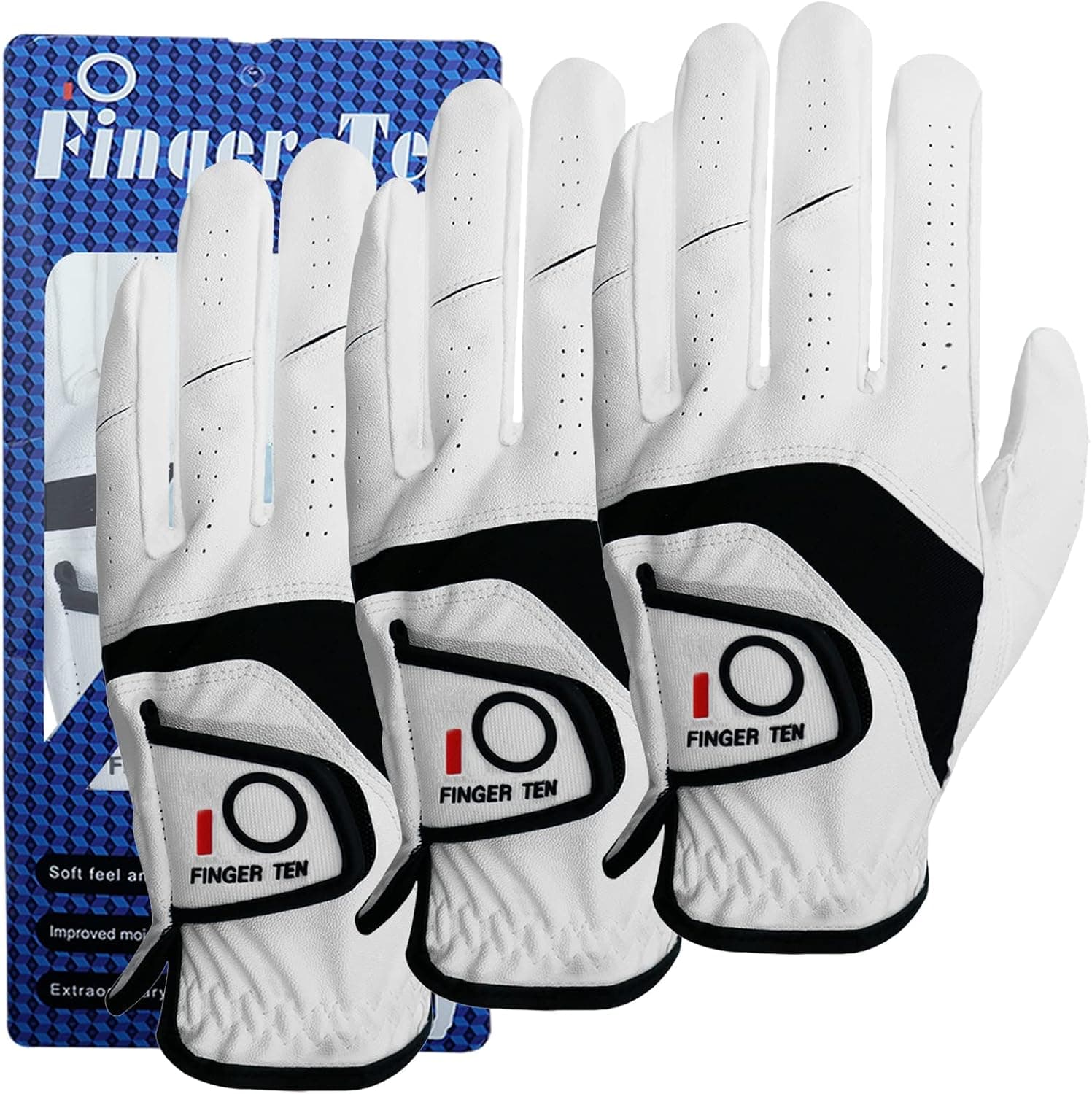 Amy Sport Golf Gloves Men Right Handed Golfer Left Hand 3 Pack Leather All Weather Grip Soft Breathable Flexible for Mens