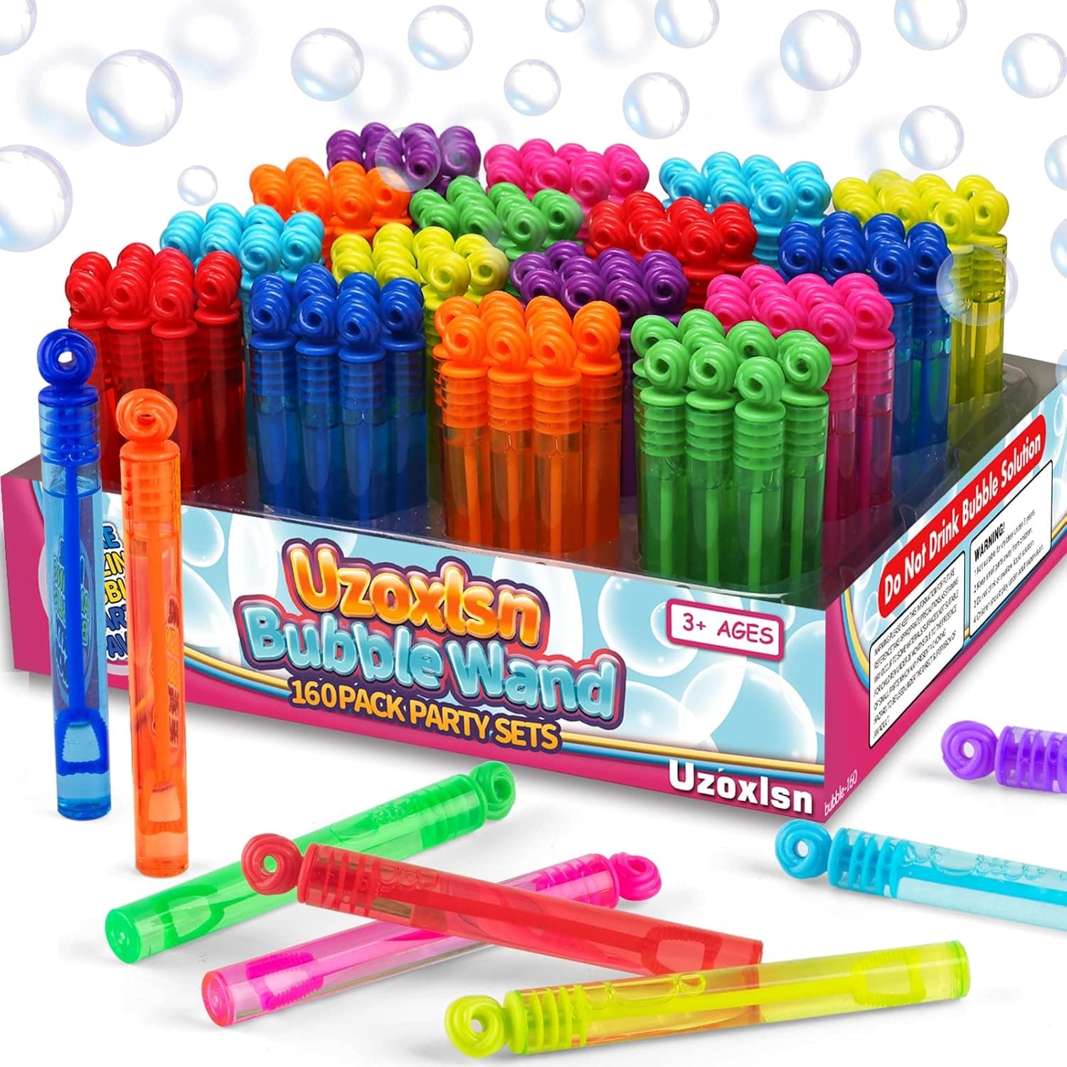 160 Pack 16 Colors Mini Bubble Wand Bulk Assortment for Kid, Party Favors Toy for Carnival Prizes, Pinata Gift Bag Stuffer for Child Girl Boy Toddler, Themed Birthday Wedding Valentines Day Activities