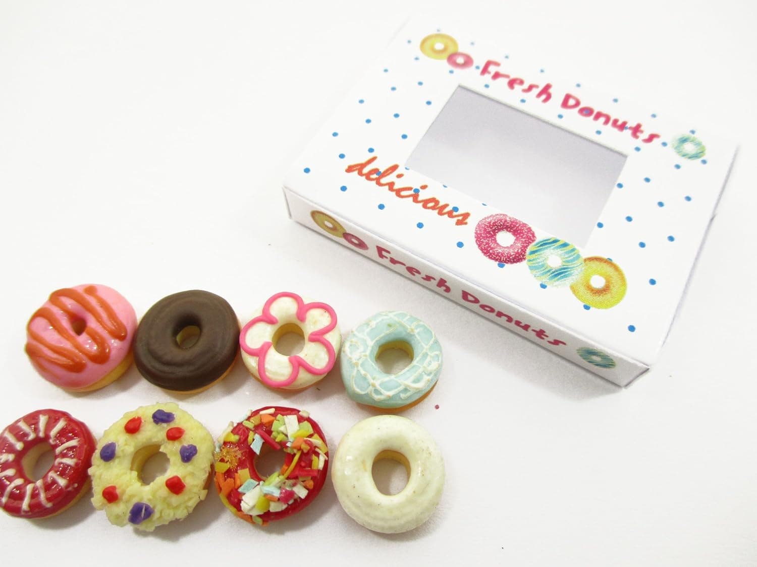 Dollhouse Miniatures Food Mixed Doughnut Paper Box Bakery Dessert Supply 14177