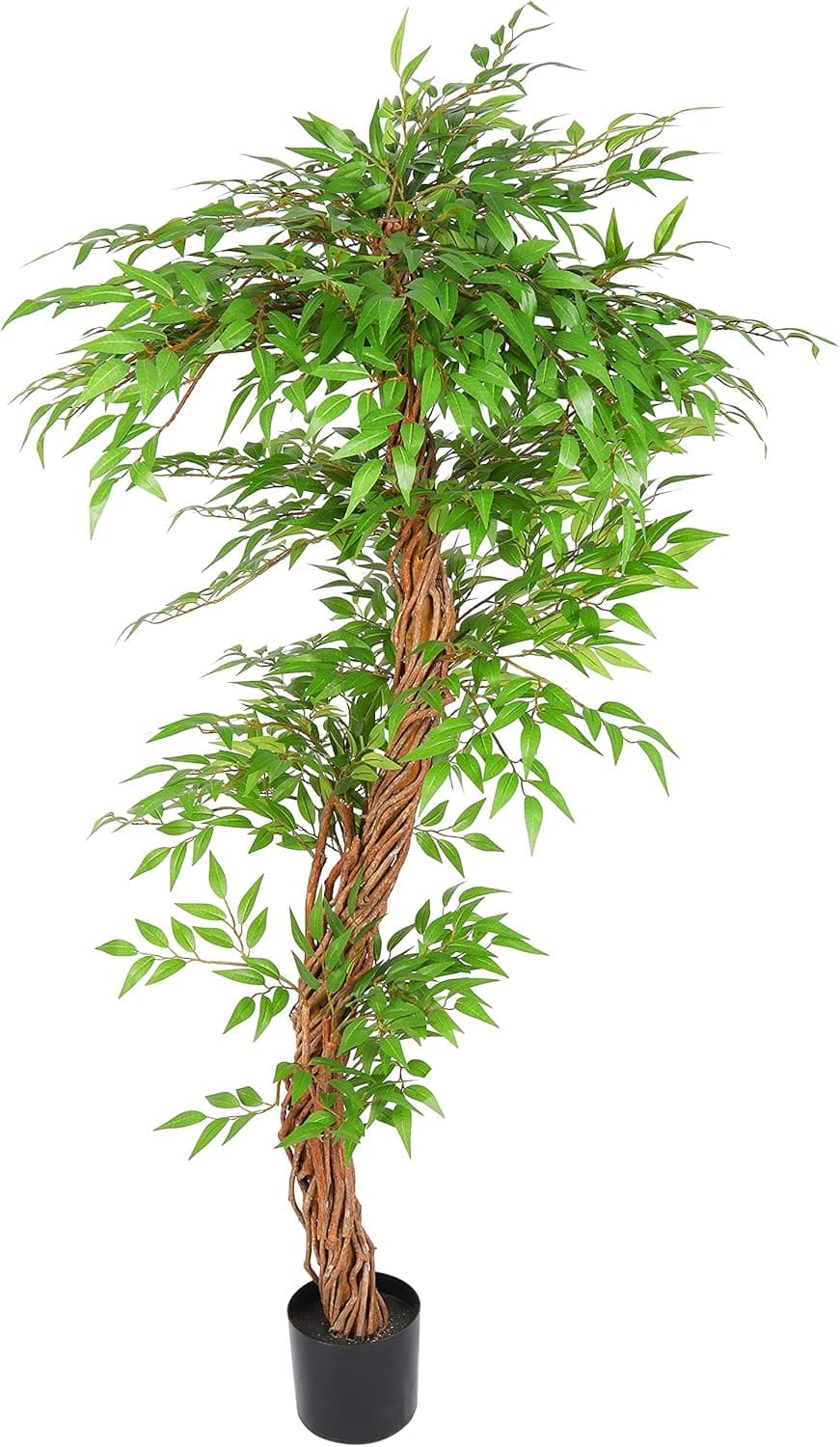 THE BLOOM TIMES 67" Ficus Tree Artificial Silk Faux Plants Indoor Tall with Realistic Natural Trunk Fake Tree for Living Room Home Decor