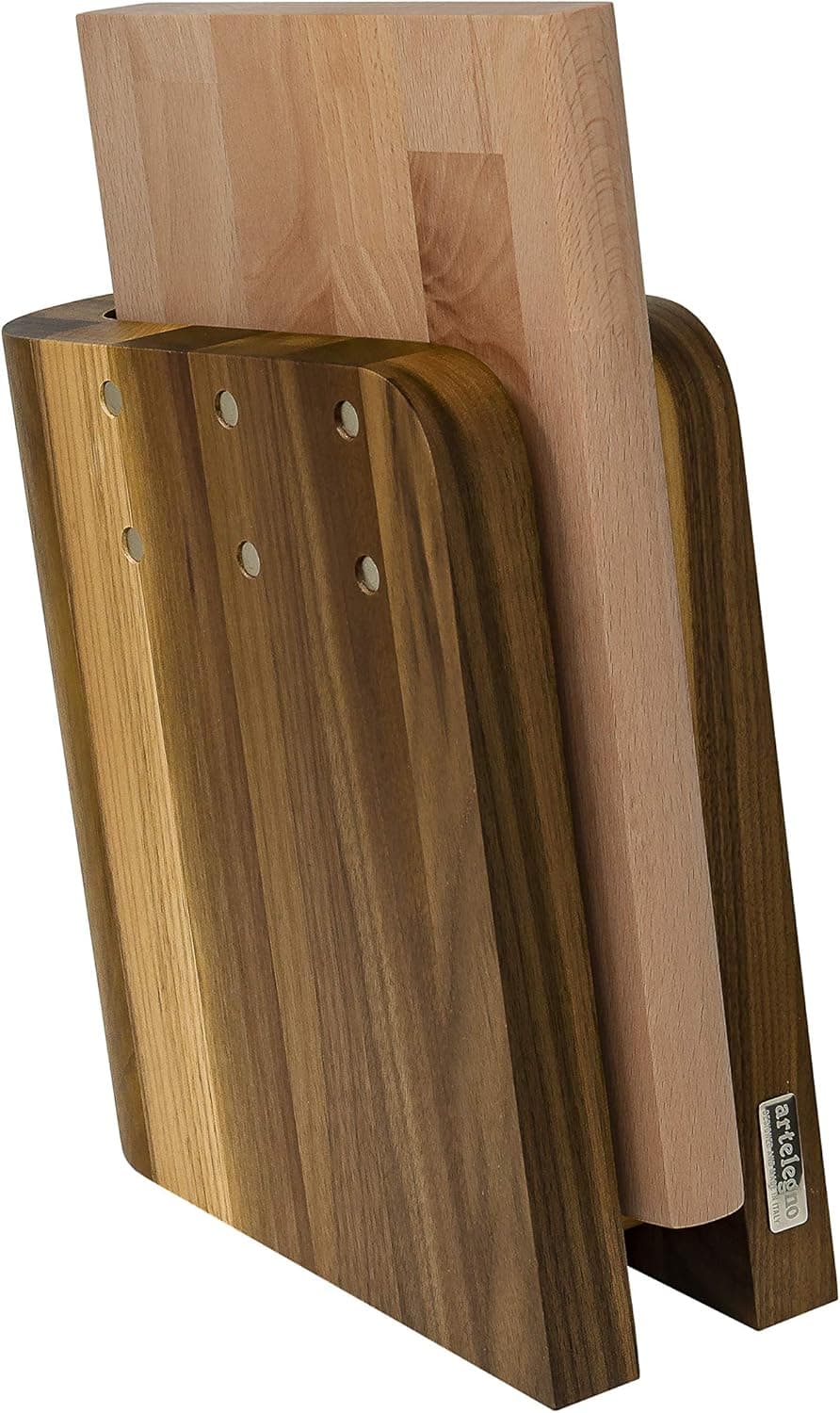 Arte Legno knife block and cutting board, 6 Knives, Walnut/Natural