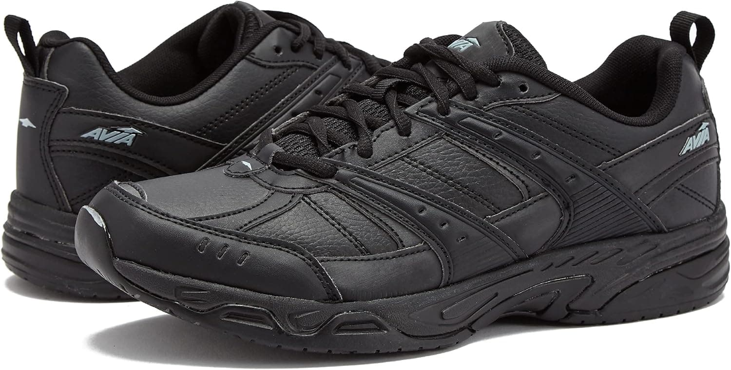 Avia Avi-Union II Non Slip Shoes for Women - Lace Up Comfort Women's Work or Walking Sneakers, Medium or Wide, Black or White