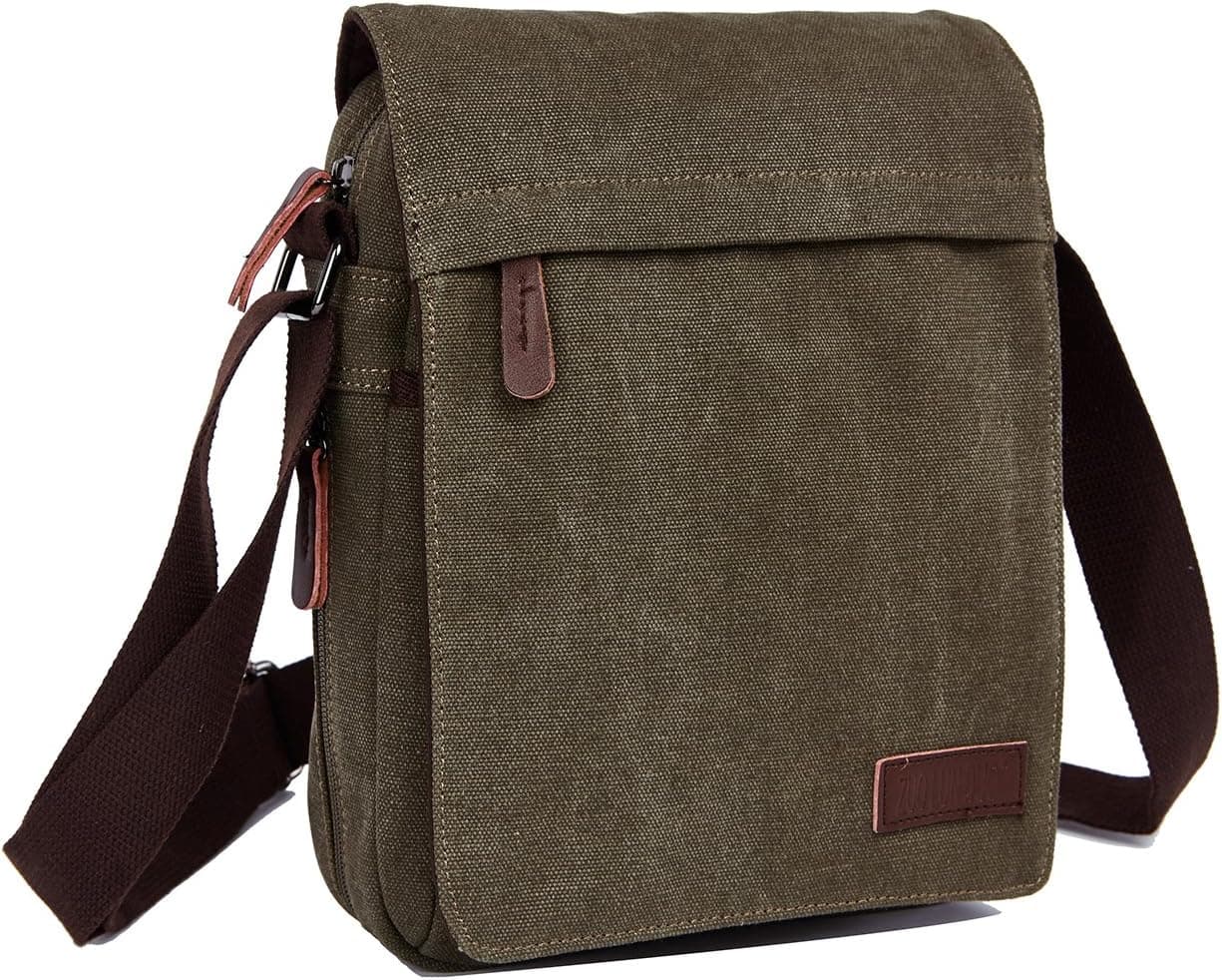 ZUOLUNDUO Casual Canvas Schoolbag Shoulder Messenger Bag Satchel Crossbody Bag M8646xiao,Armygreen00
