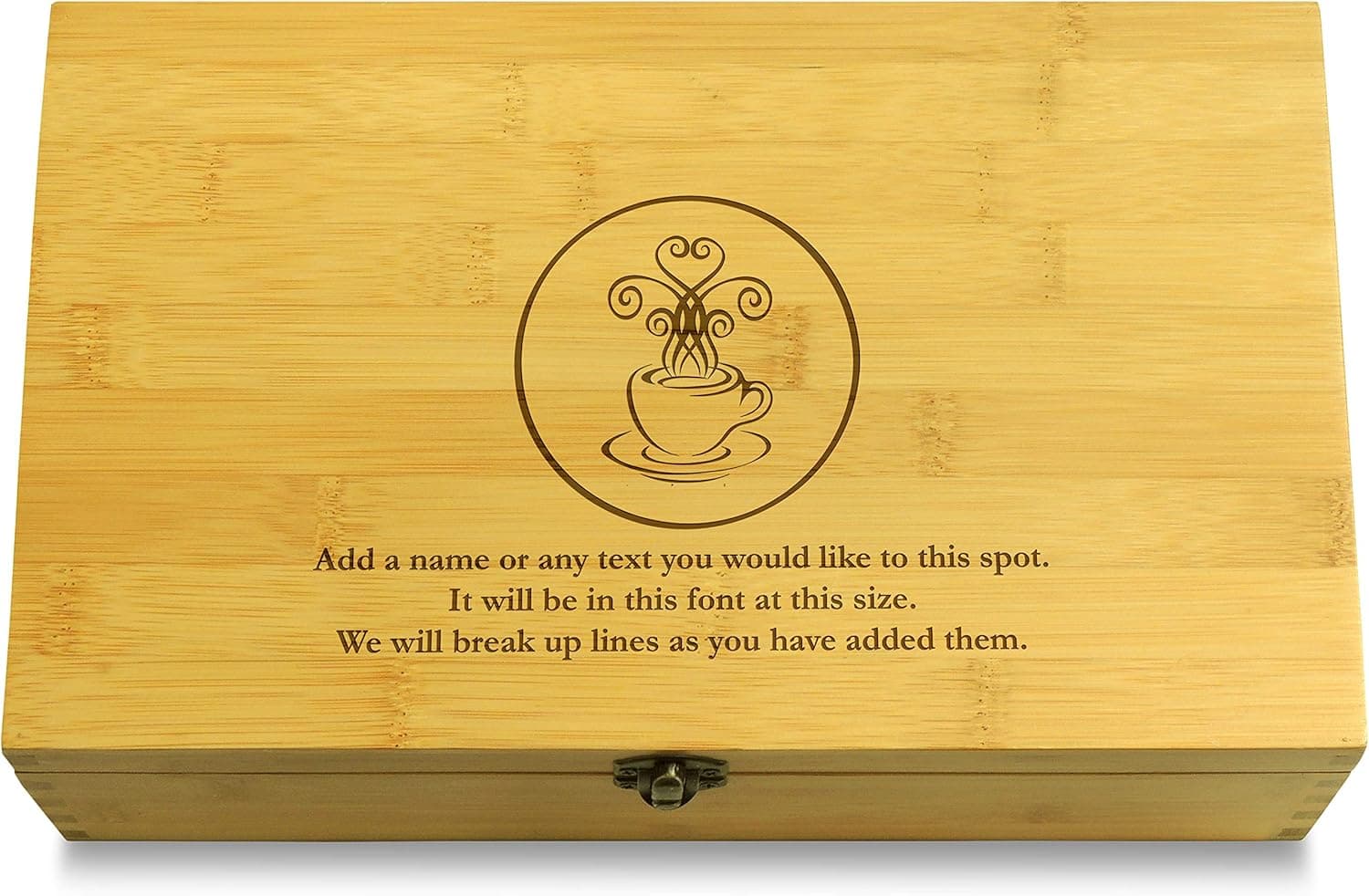 Multikeep Teacup Swirl Teabox - Decorative Bamboo Wood Adjustable Organizer