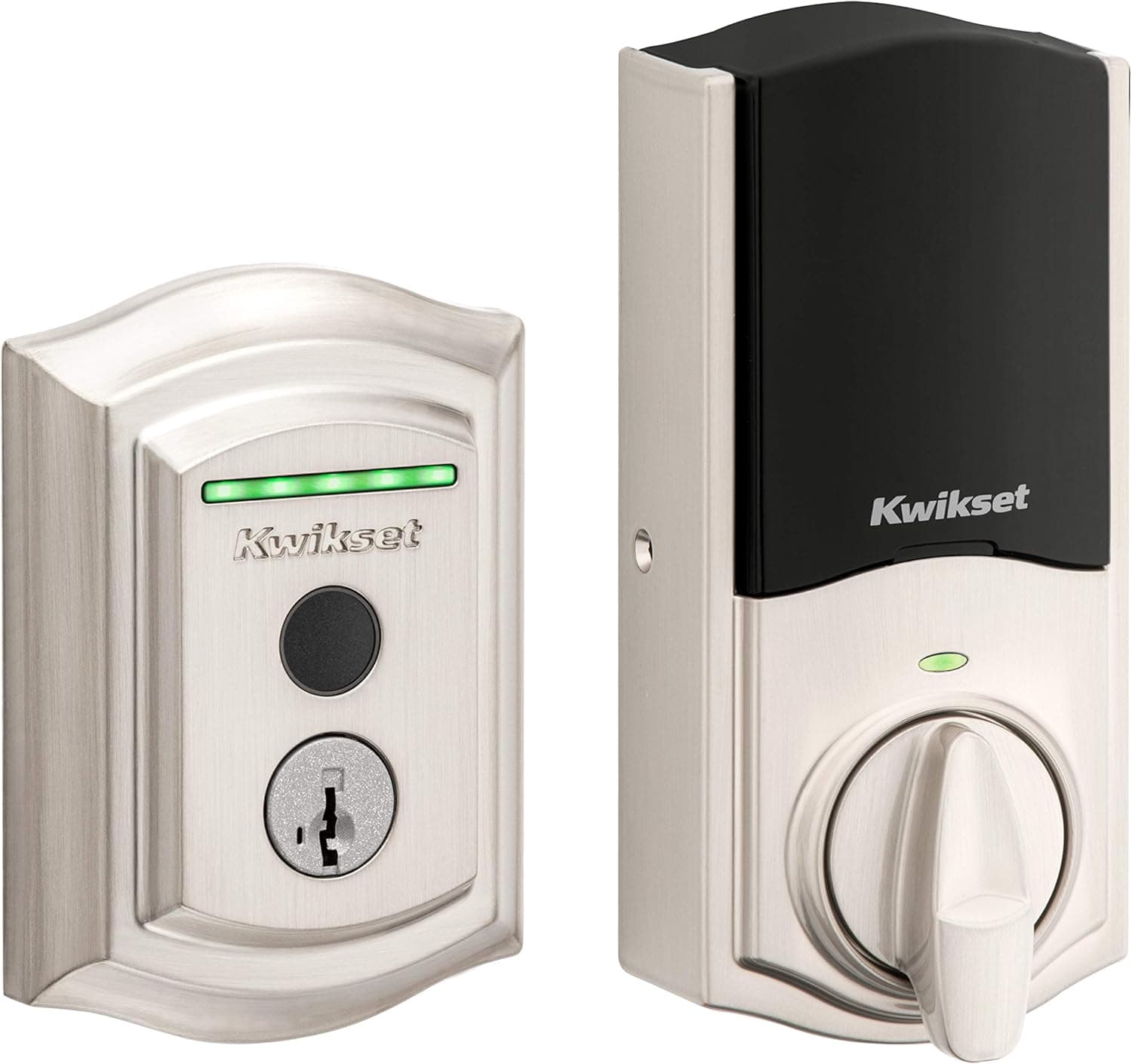 Kwikset Halo Wi-Fi Smart Door Lock, Keyless Entry Electronic Fingerprint Traditional Deadbolt With SmartKey Security, No Hub Required App Remote Control, Satin Nickel
