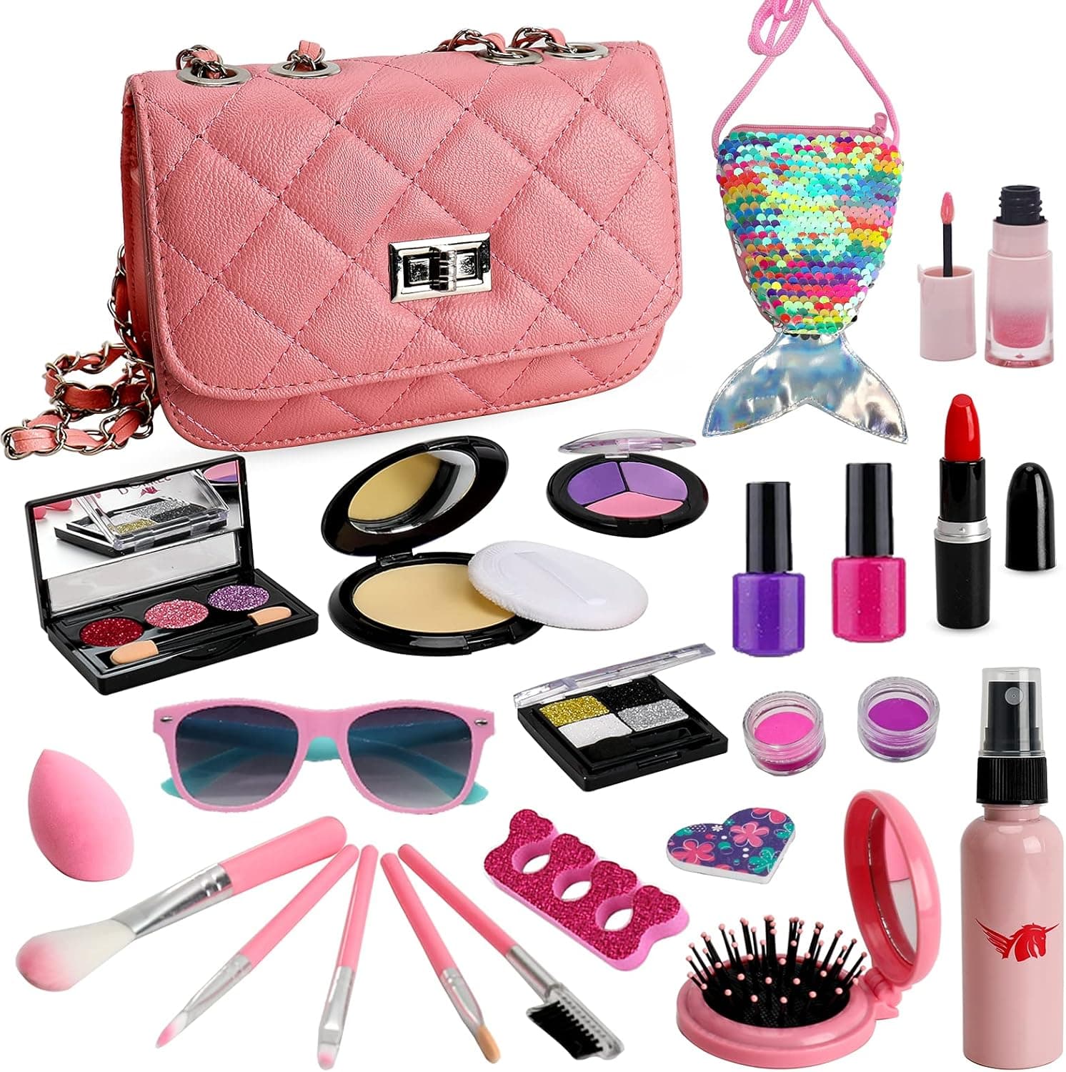 Fake Makeup Toy Girl Gifts - Fake Make Up Kit Pretend Make up Set for Kids Girl Children Princess Play Makeup Game Christmas Birthday Gifts for 3 4 5 6 Years Old Girls Gift