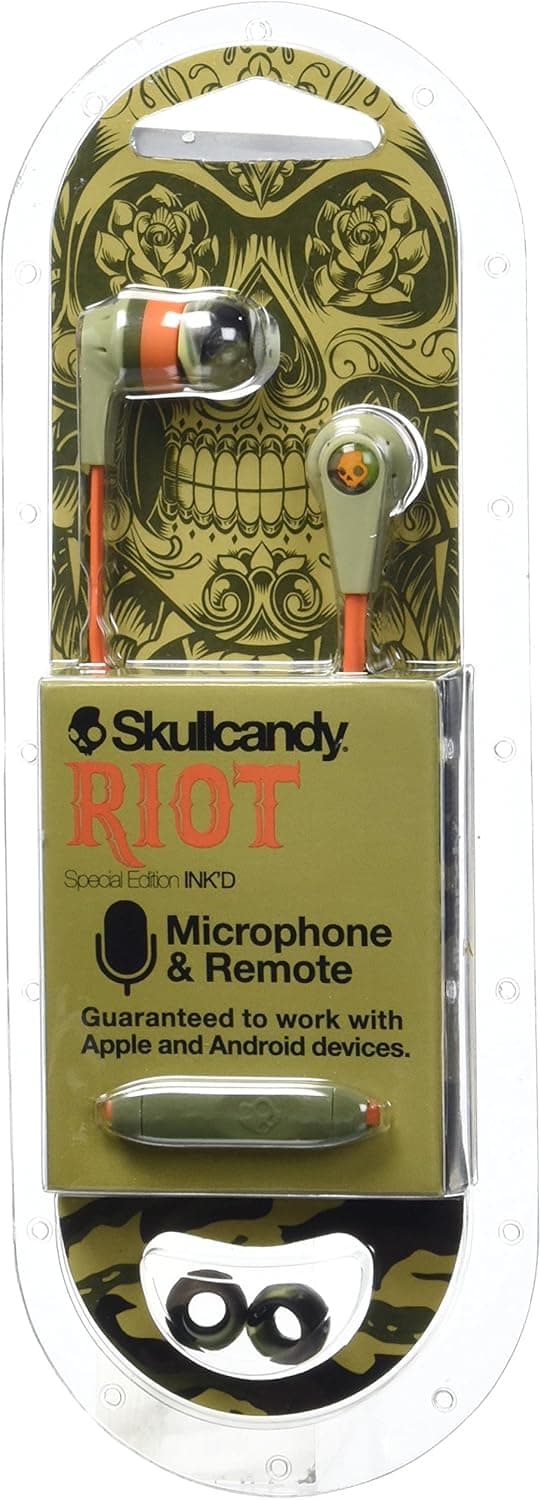 Skullcandy Riot Earbuds Camo/Orange/Slate, One Size