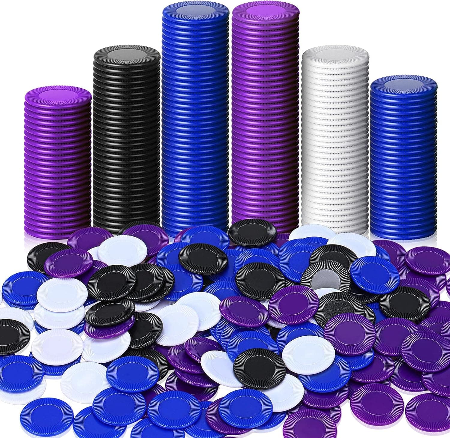Skylety 400 Pieces Plastic Poker Chips Game Chips 4 Colors Counter Card for Kids Game Playing Learning Math Counting Bingo Game Blank Chips Card for Kids Reward