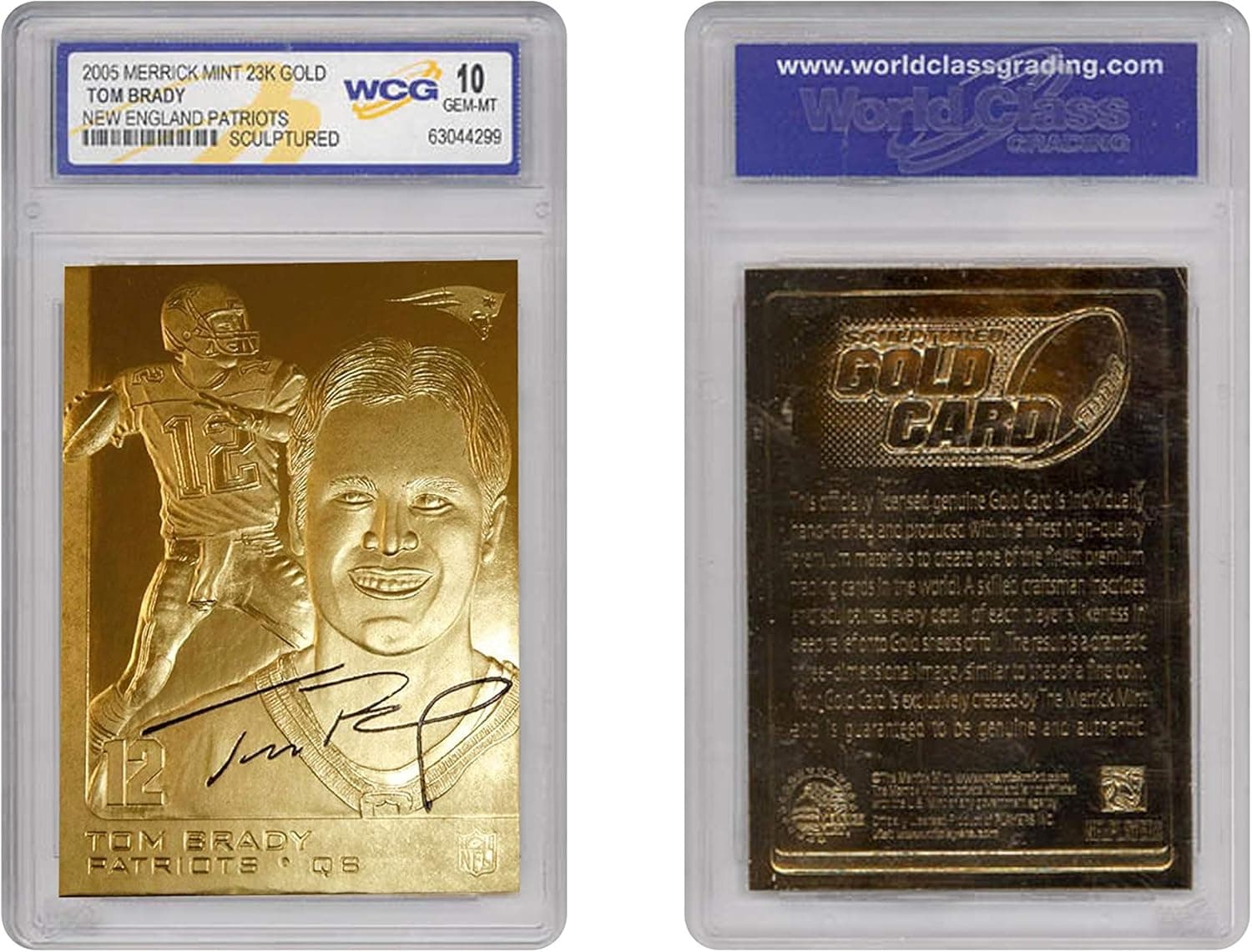 Tom Brady 2005 Sculptured High Relief Gold Card - Graded GEM Mint 10 - New England Patriots