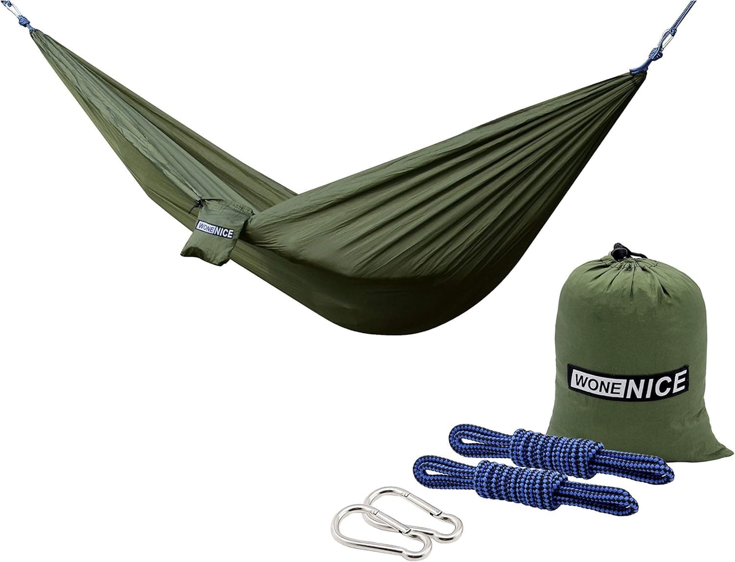 WoneNice Camping Hammock - Portable Lightweight Double Nylon Hammock, Best Parachute Hammock with 2 x Hanging Straps for Backpacking, Camping, Travel, Beach, Yard and Garden