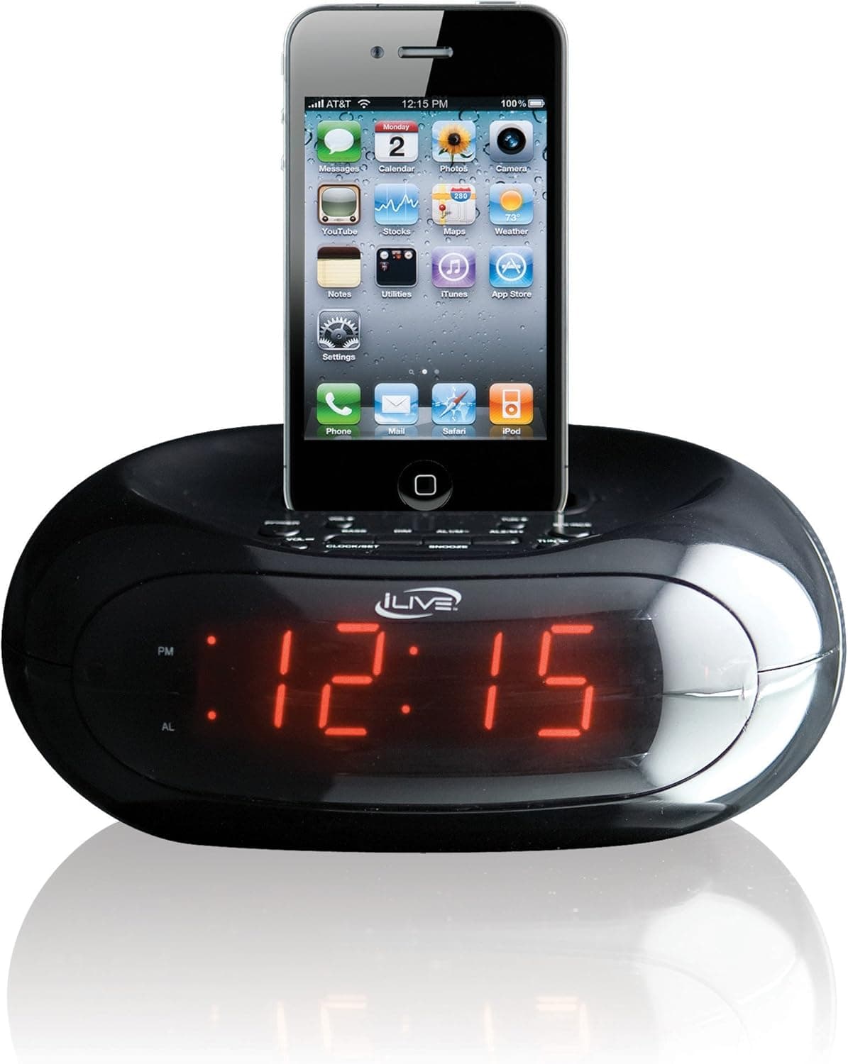 iLive iCP131B  Clock Radio with Dock for iPhone/iPod, 20 FM Presets and 0.9-Inch Red LED Display